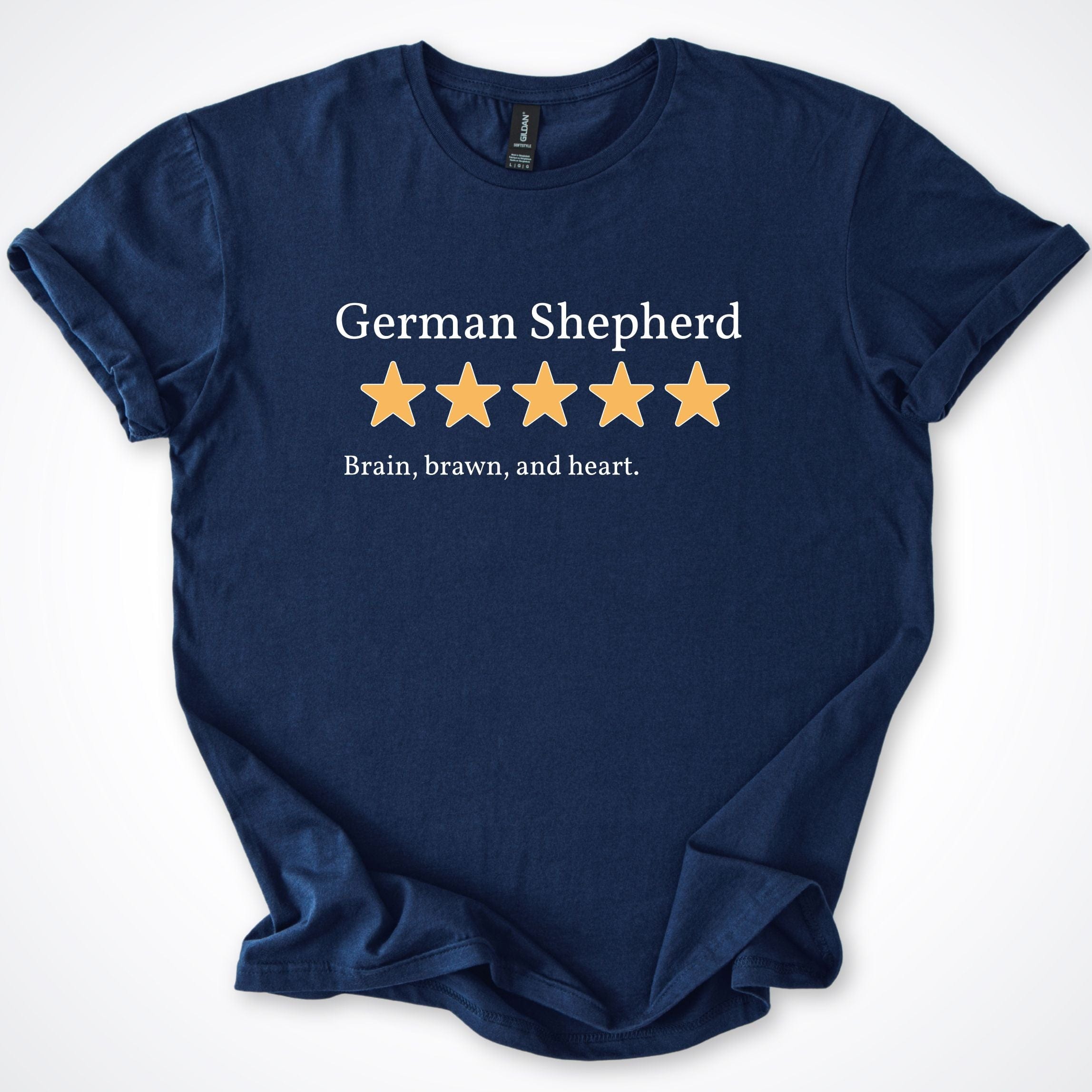 T-Shirt Navy / S German Shepherd Five Star Review T-Shirt ReallyintoDogs