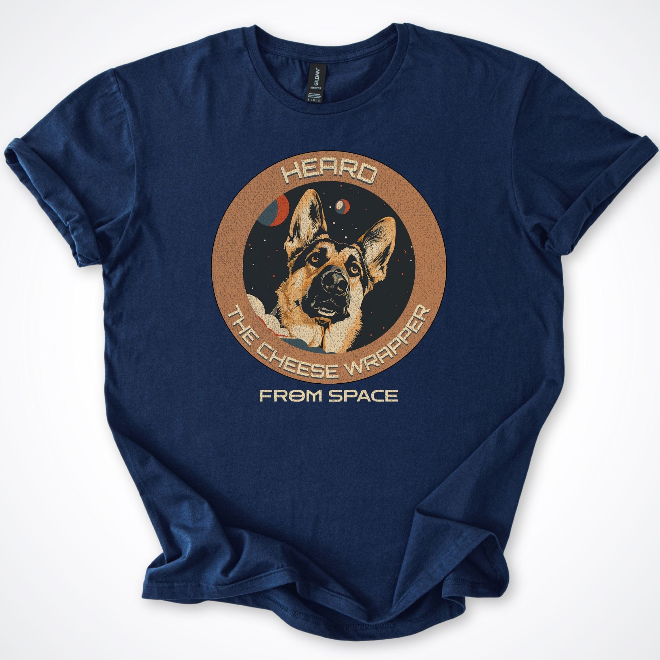 T-Shirt Navy / S German Shepherd Heard the Cheese Wrapper T-Shirt ReallyintoDogs