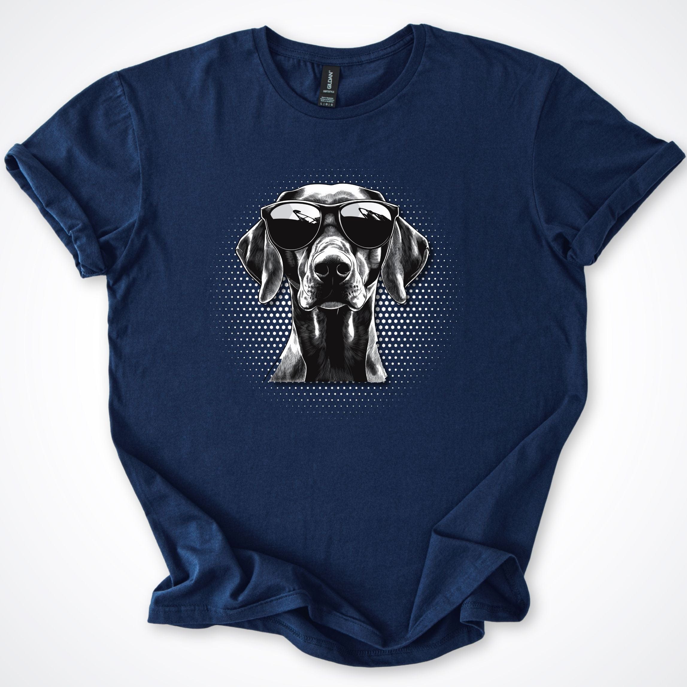 T-Shirt Navy / S German Shorthair Pointer Cool Dog with Sunglasses T-Shirt ReallyintoDogs