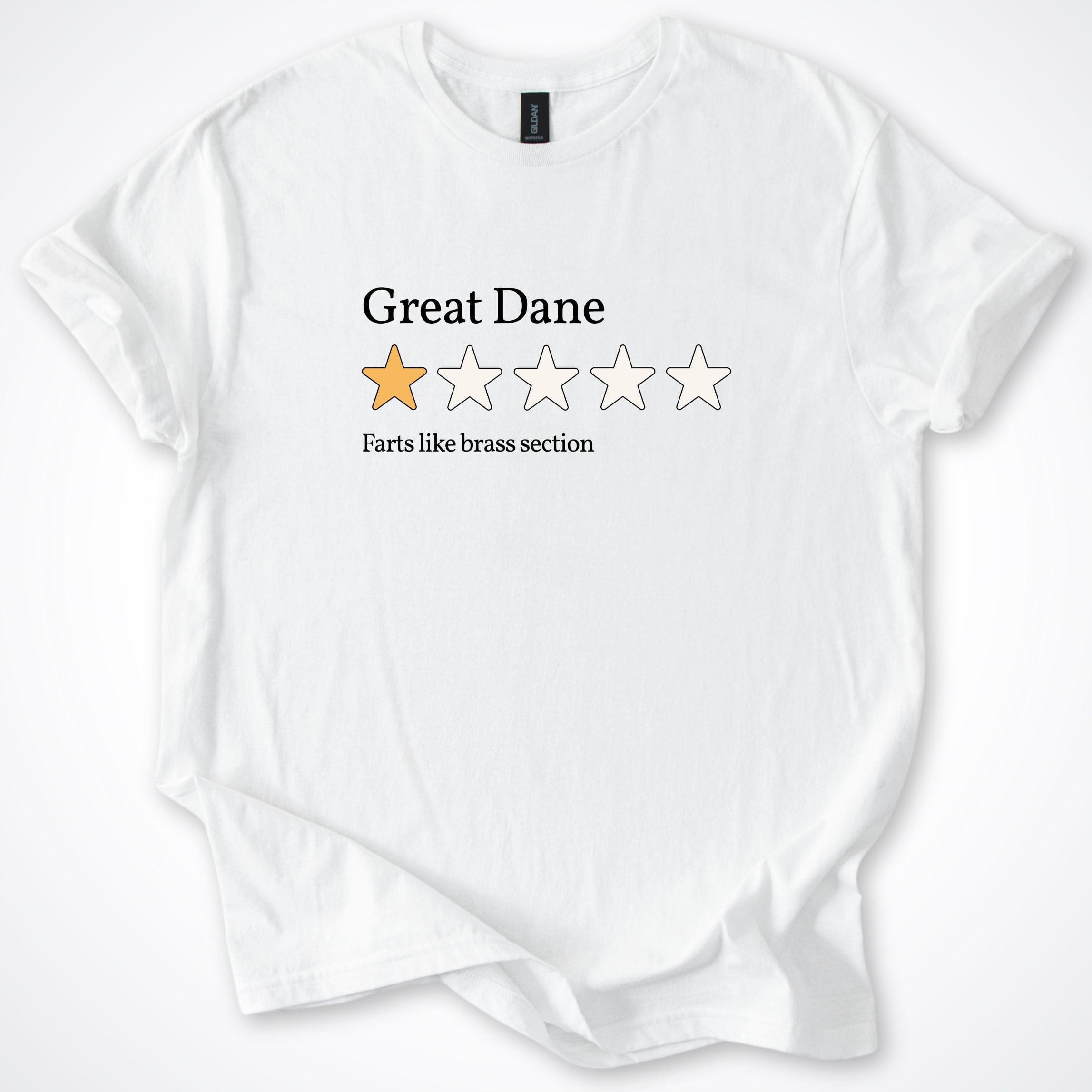 T-Shirt White / S Great Dane 1-Star Review 'Farts like brass section' T-Shirt ReallyintoDogs