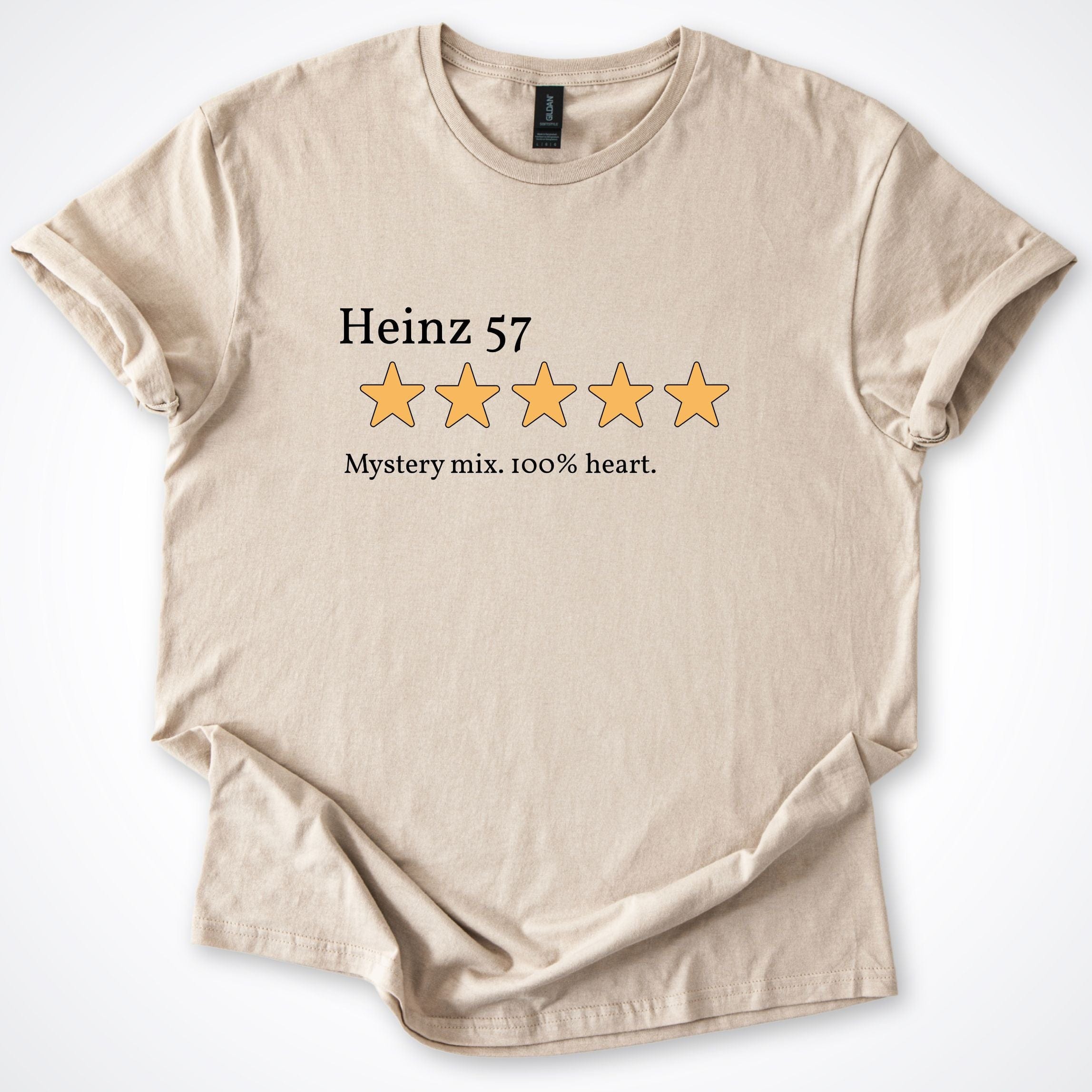 T-Shirt Sand / S Heinz 57 Five Star Review T-Shirt ReallyintoDogs