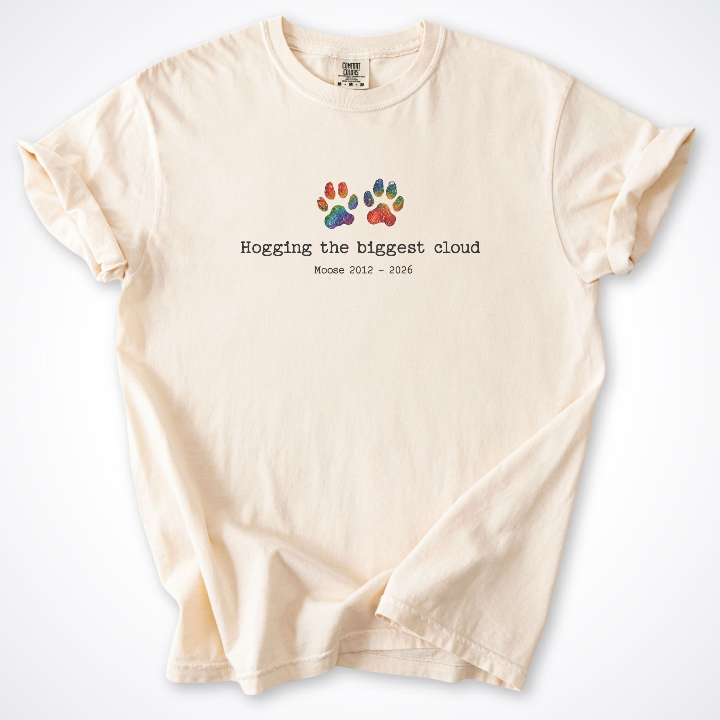 T-Shirt Ivory / S Hogging The Biggest Cloud - Personalized Memorial Premium T-Shirt ReallyintoDogs