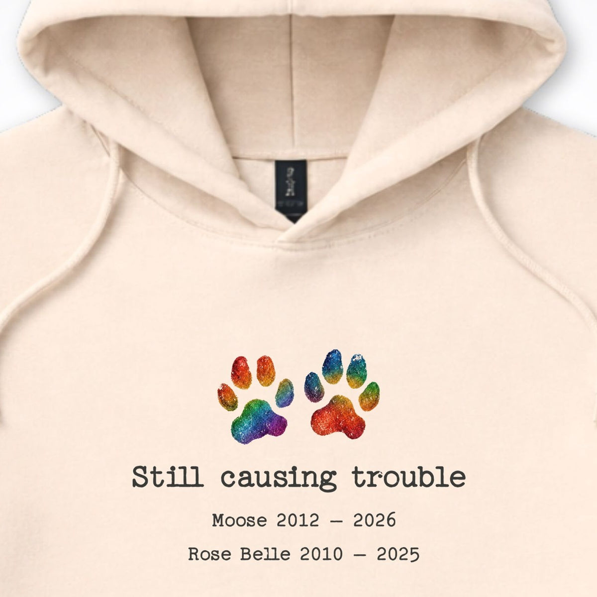 Still Causing Trouble 2 Dogs - Personalized Memorial Hooded Sweatshirt