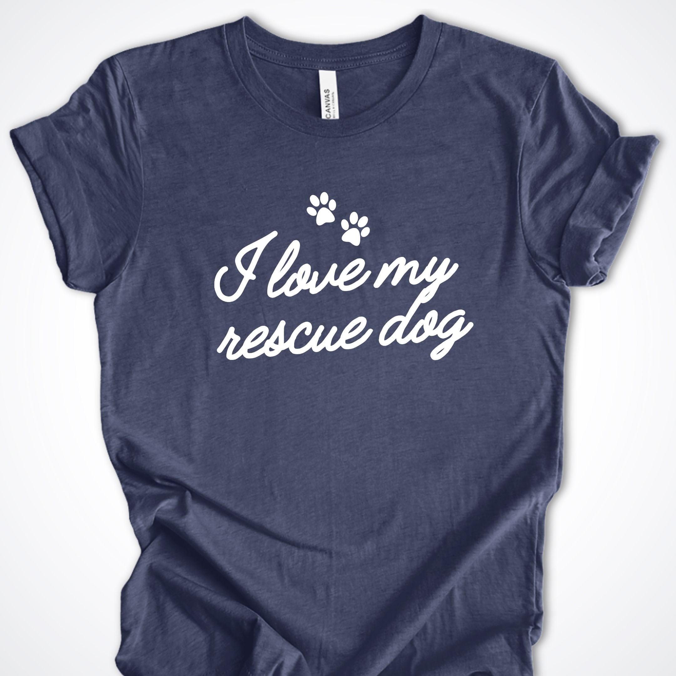 T-Shirt Heather Navy / S I Love My Rescue Dog Premium Unisex T-Shirt ReallyintoDogs