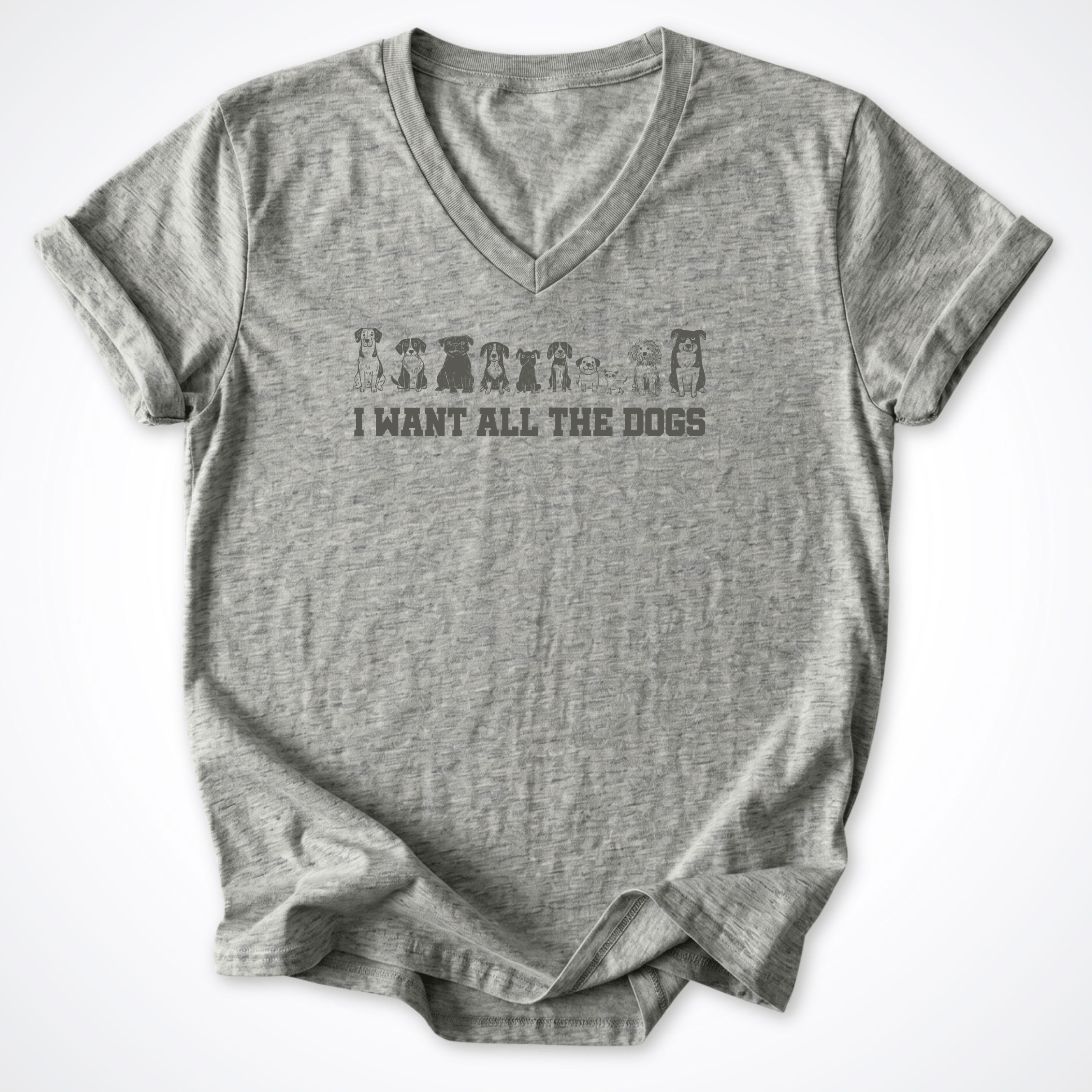 V-neck S / Athletic Heather I Want All the Dogs V-Neck T-Shirt ReallyintoDogs