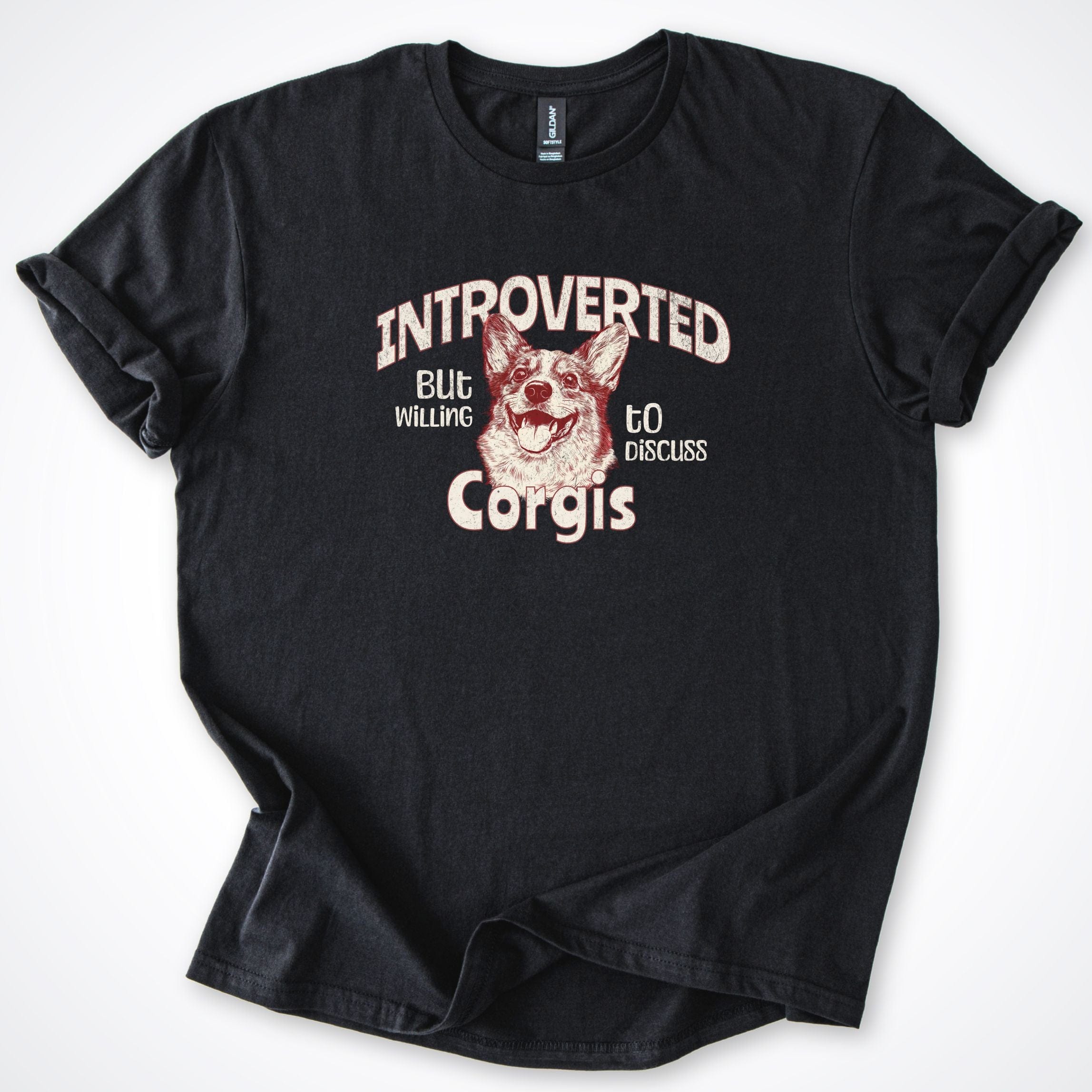 T-Shirt Black / S Introverted But Willing To Discuss Corgis 2.0 T-Shirt ReallyintoDogs