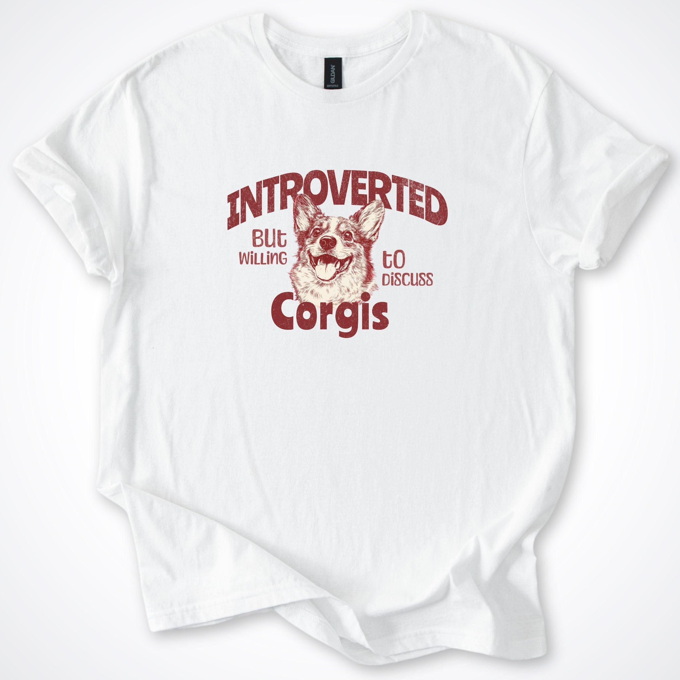 T-Shirt White / S Introverted But Willing To Discuss Corgis 2.0 T-Shirt ReallyintoDogs
