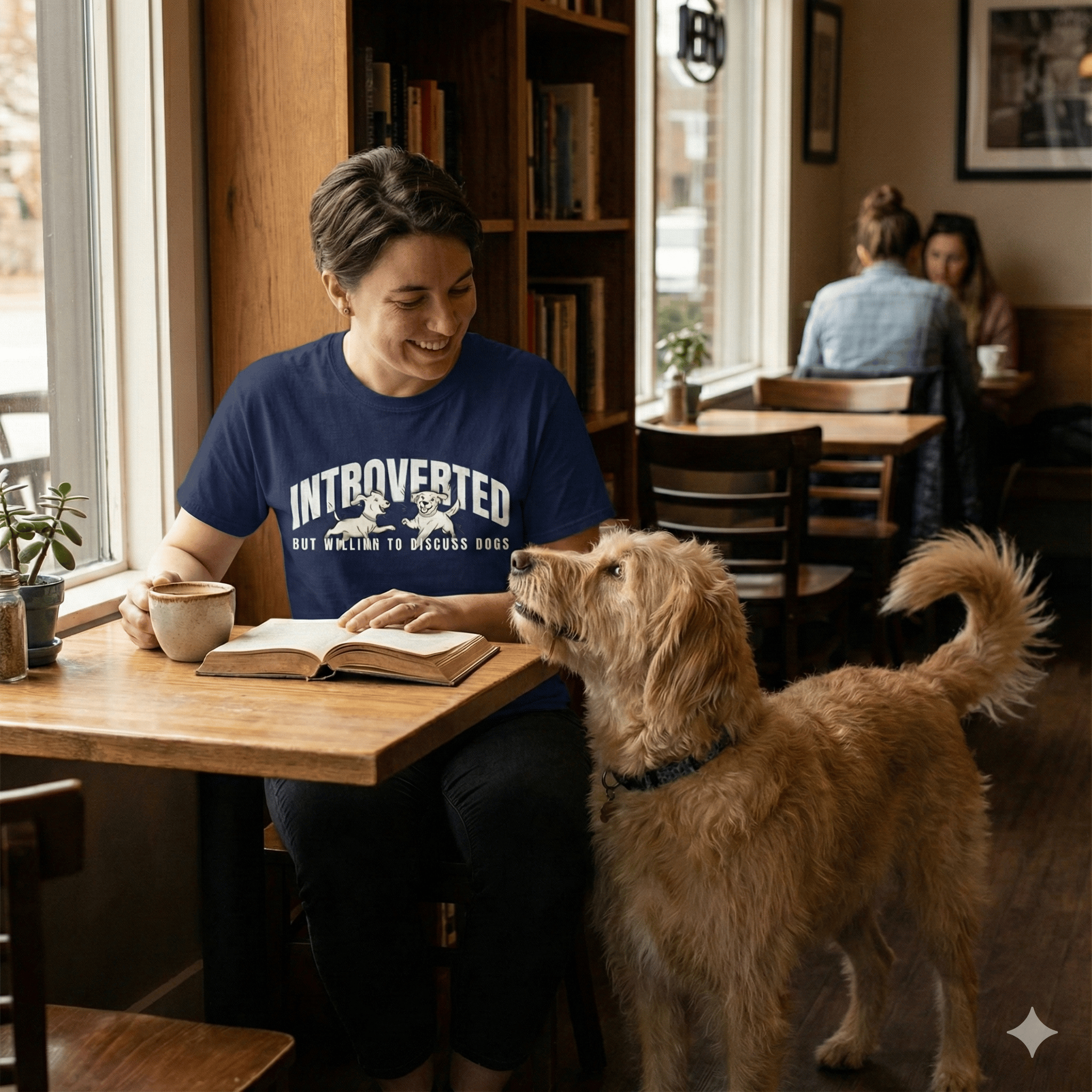 T-Shirt Navy / S Introverted But Willing To Discuss Dogs Playful Pups T-Shirt ReallyintoDogs