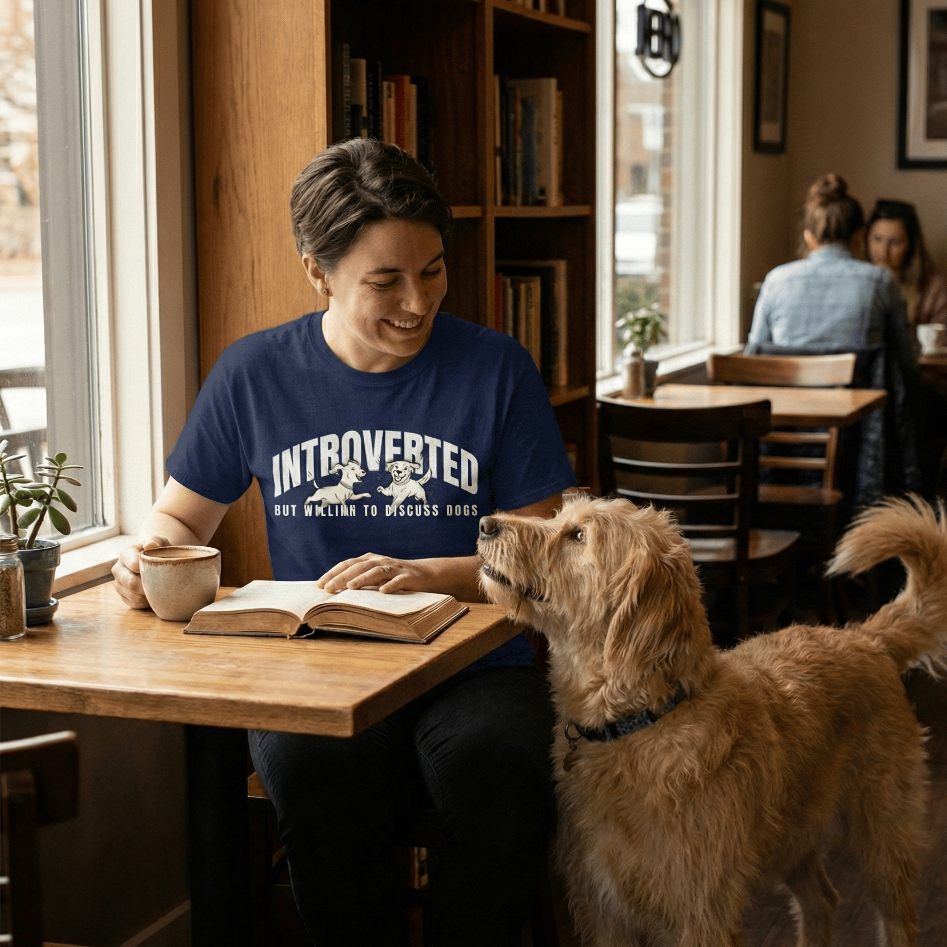 T-Shirt Navy / S Introverted But Willing To Discuss Dogs Playful Pups T-Shirt ReallyintoDogs