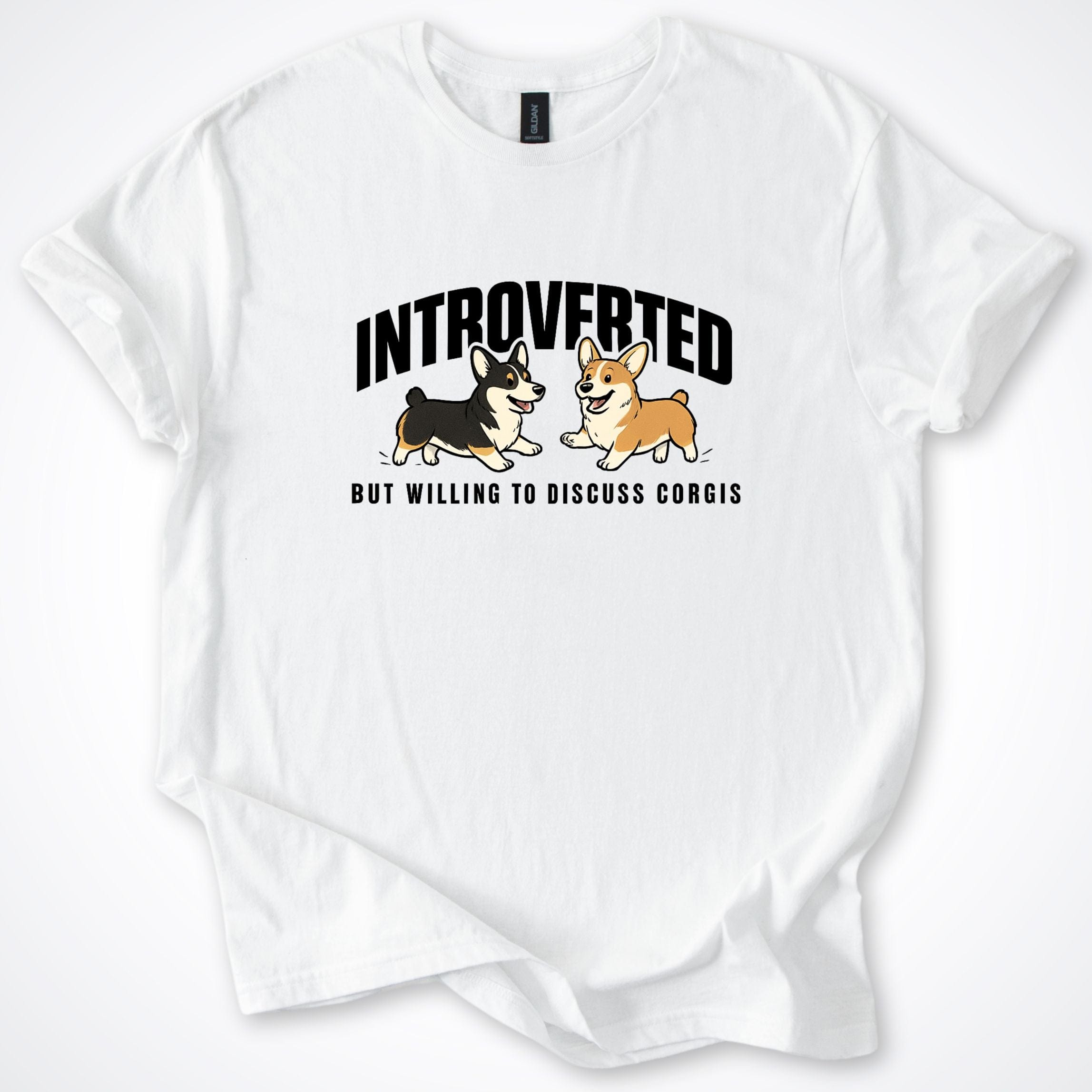 T-Shirt White / S Introverted But Willing To Discuss Pembroke Corgi T-Shirt ReallyintoDogs