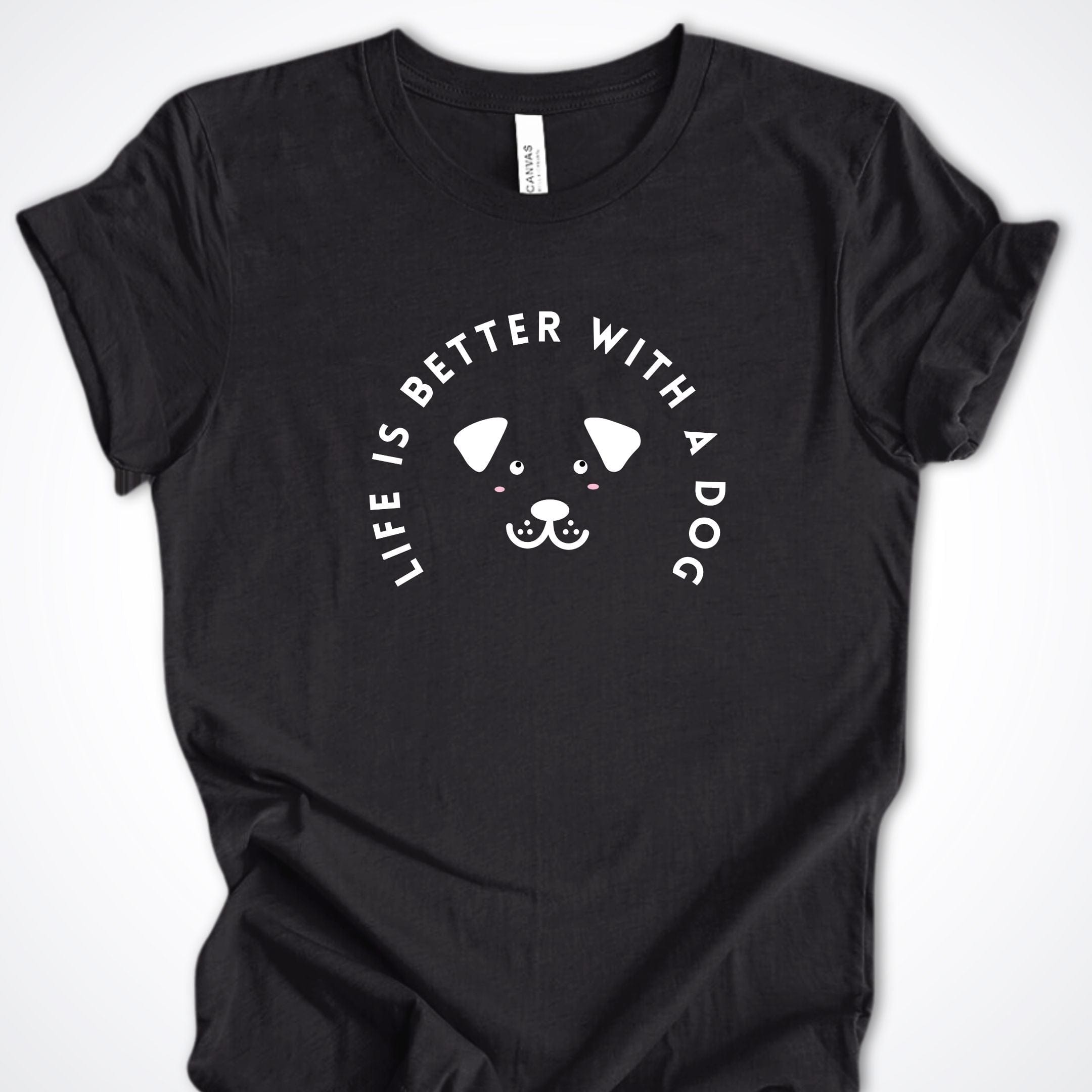 T-Shirt Black Heather / S Life Is Better With A Dog Premium Unisex T-Shirt ReallyintoDogs