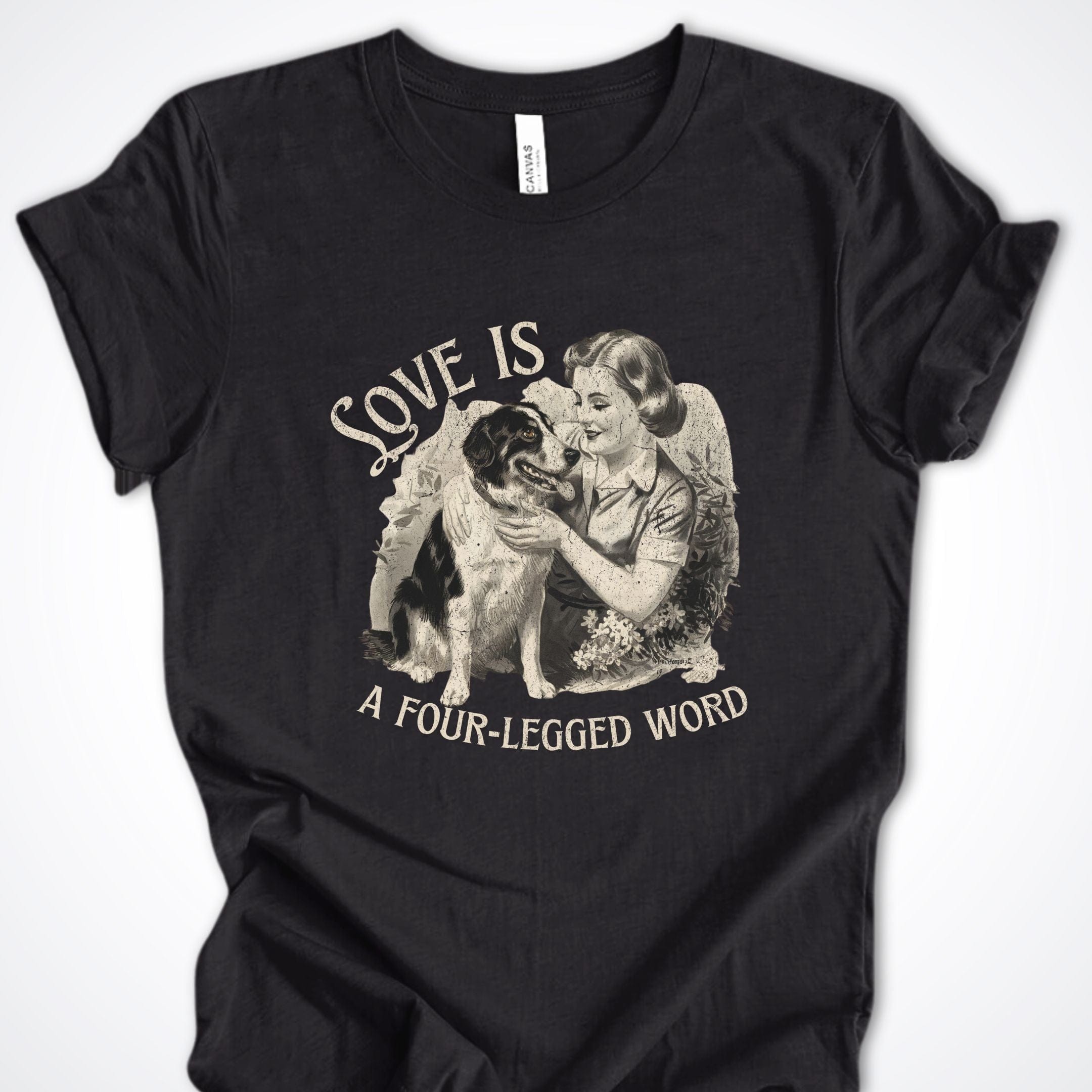 T-Shirt Black Heather / S Love Is A Four-Legged Word Premium Unisex T-Shirt ReallyintoDogs
