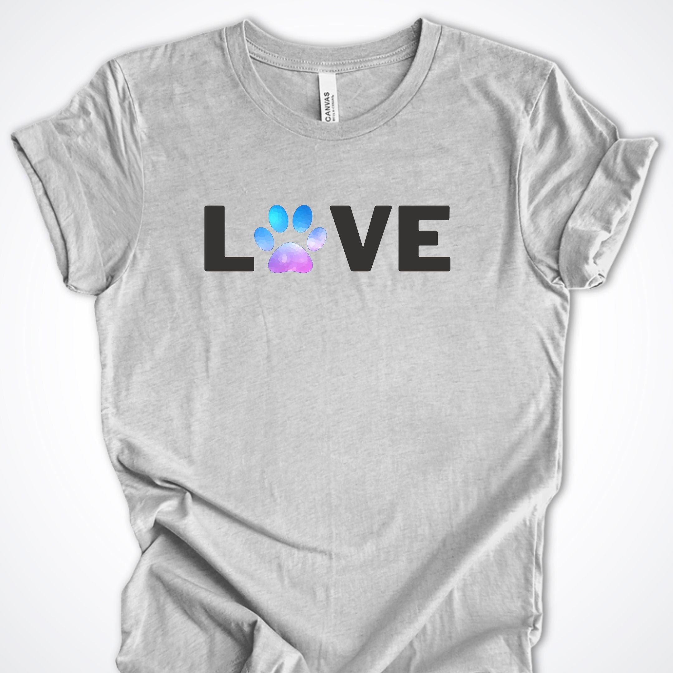 T-Shirt Athletic Heather / S Love Pawprint Premium Unisex T-Shirt ReallyintoDogs