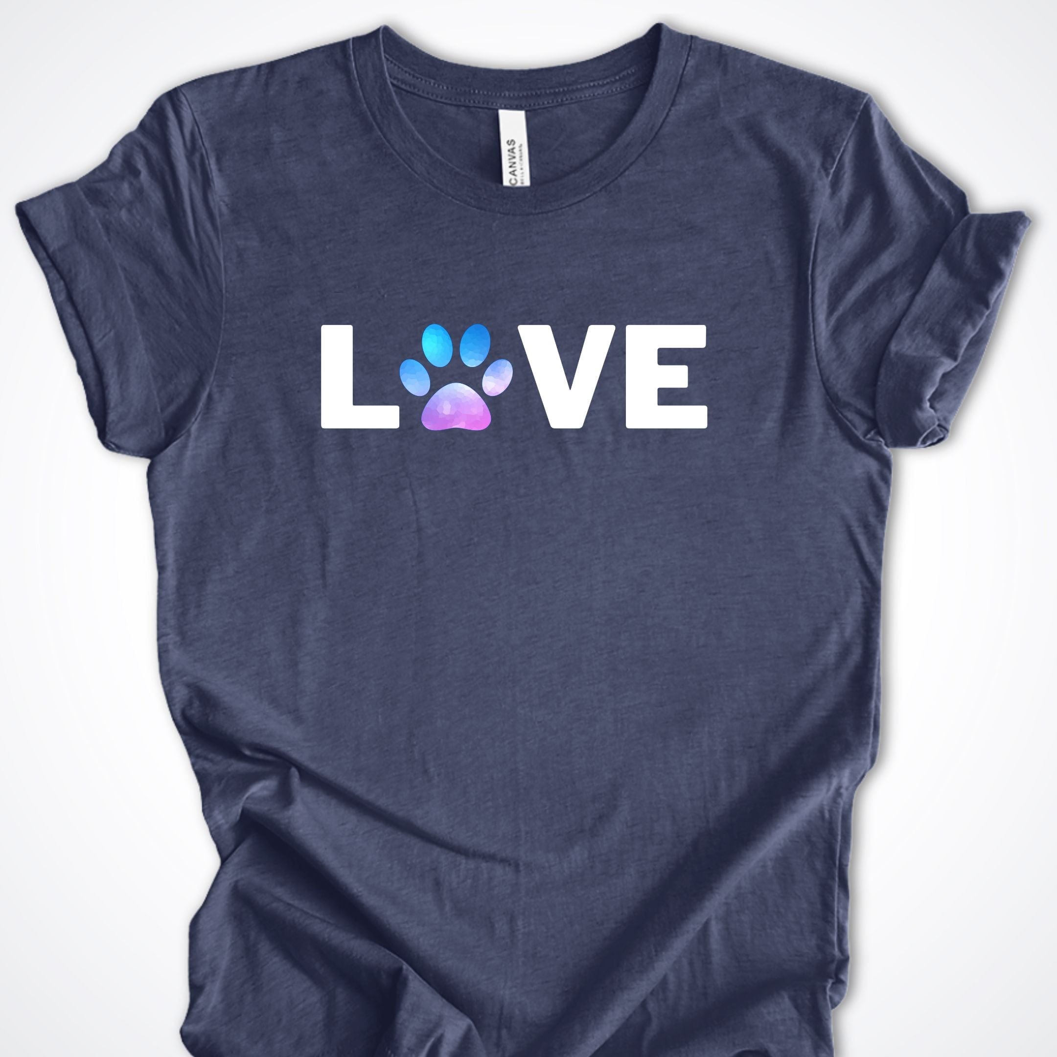 T-Shirt Heather Navy / S Love Pawprint Premium Unisex T-Shirt ReallyintoDogs