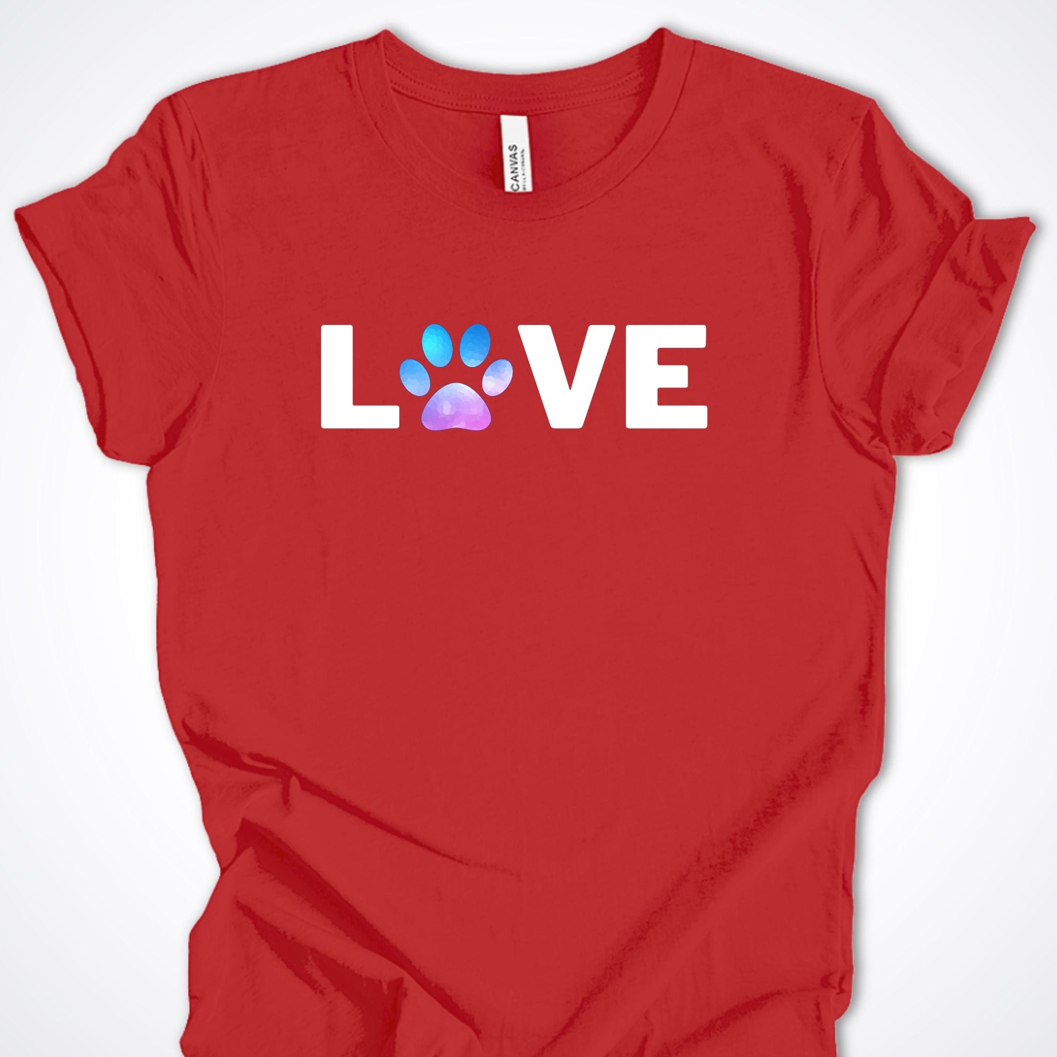 T-Shirt Red / S Love Pawprint Premium Unisex T-Shirt ReallyintoDogs