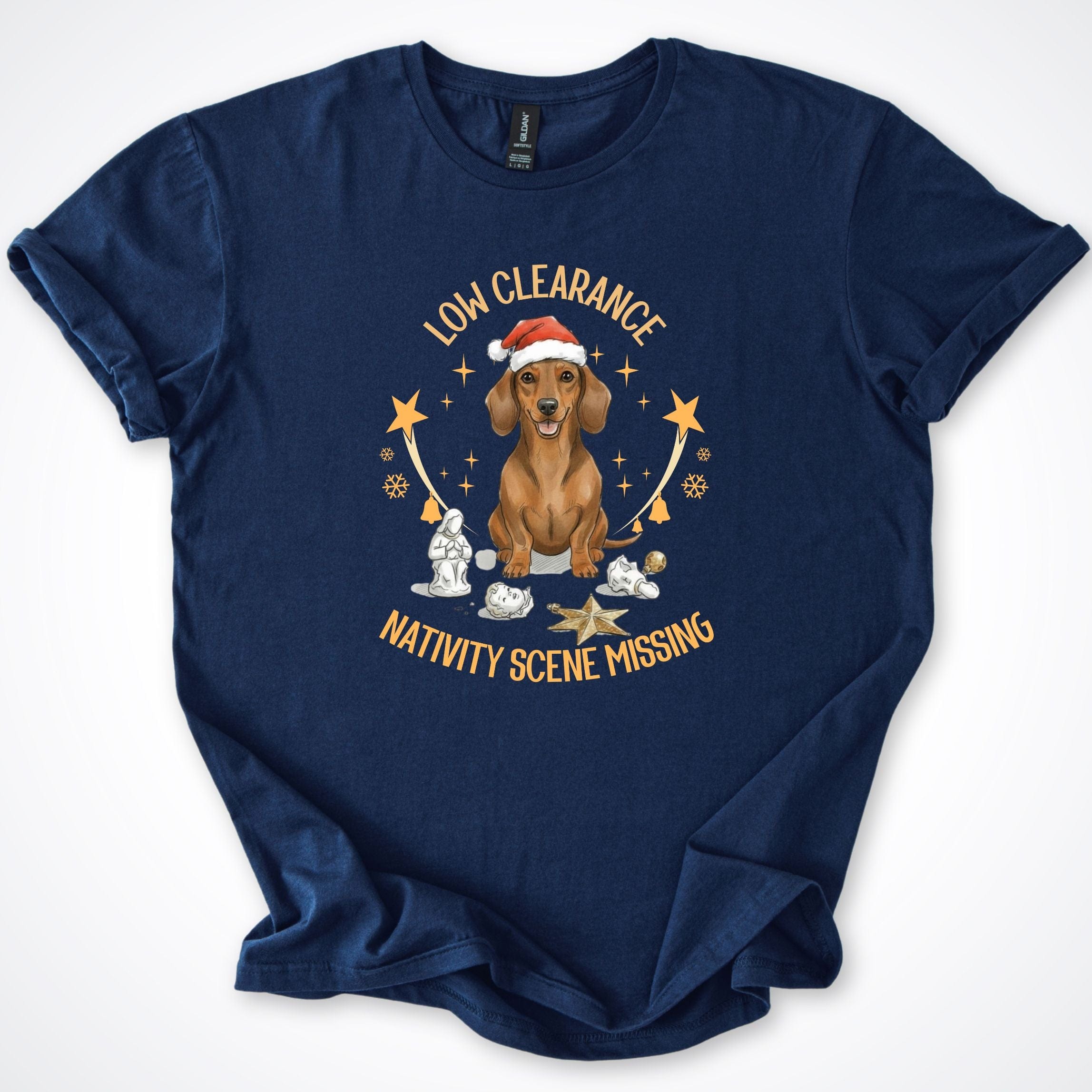 T-Shirt Navy / S Low Clearance Dachshund Christmas T-Shirt ReallyintoDogs
