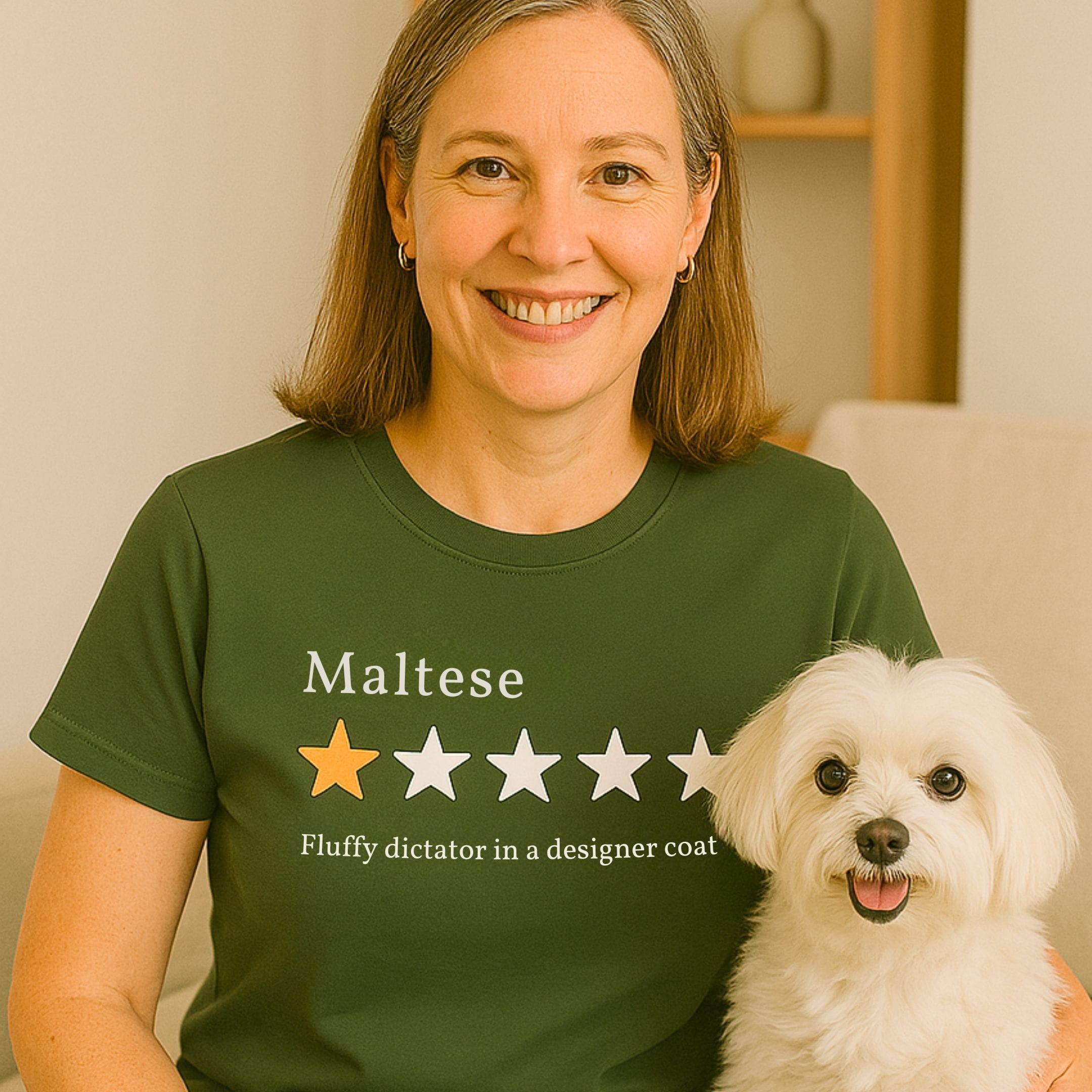 T-Shirt Maltese Dictator One Star Review T-Shirt ReallyintoDogs