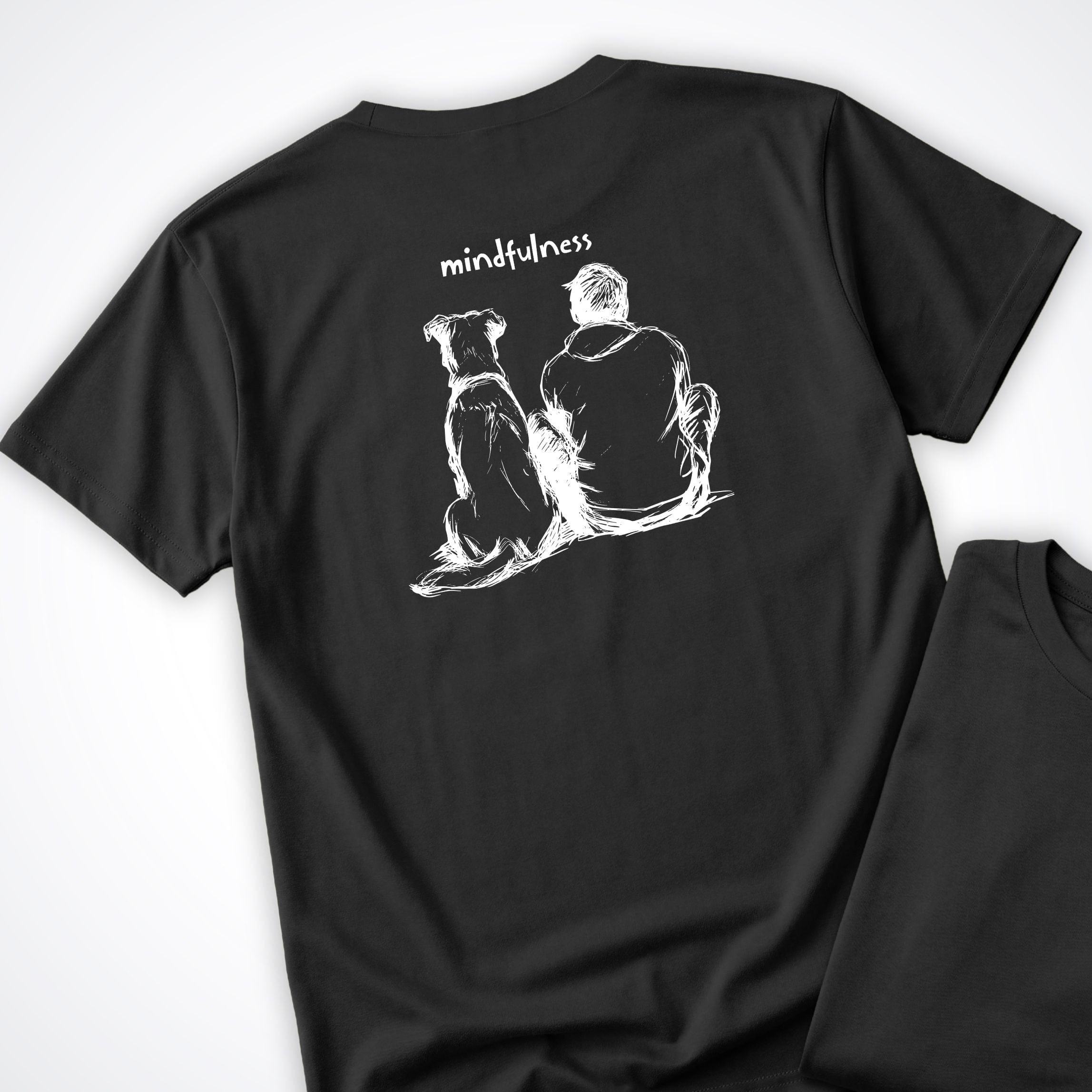 T-Shirt Black / S Mindfulness Boy with Dog Back Design T-Shirt ReallyintoDogs