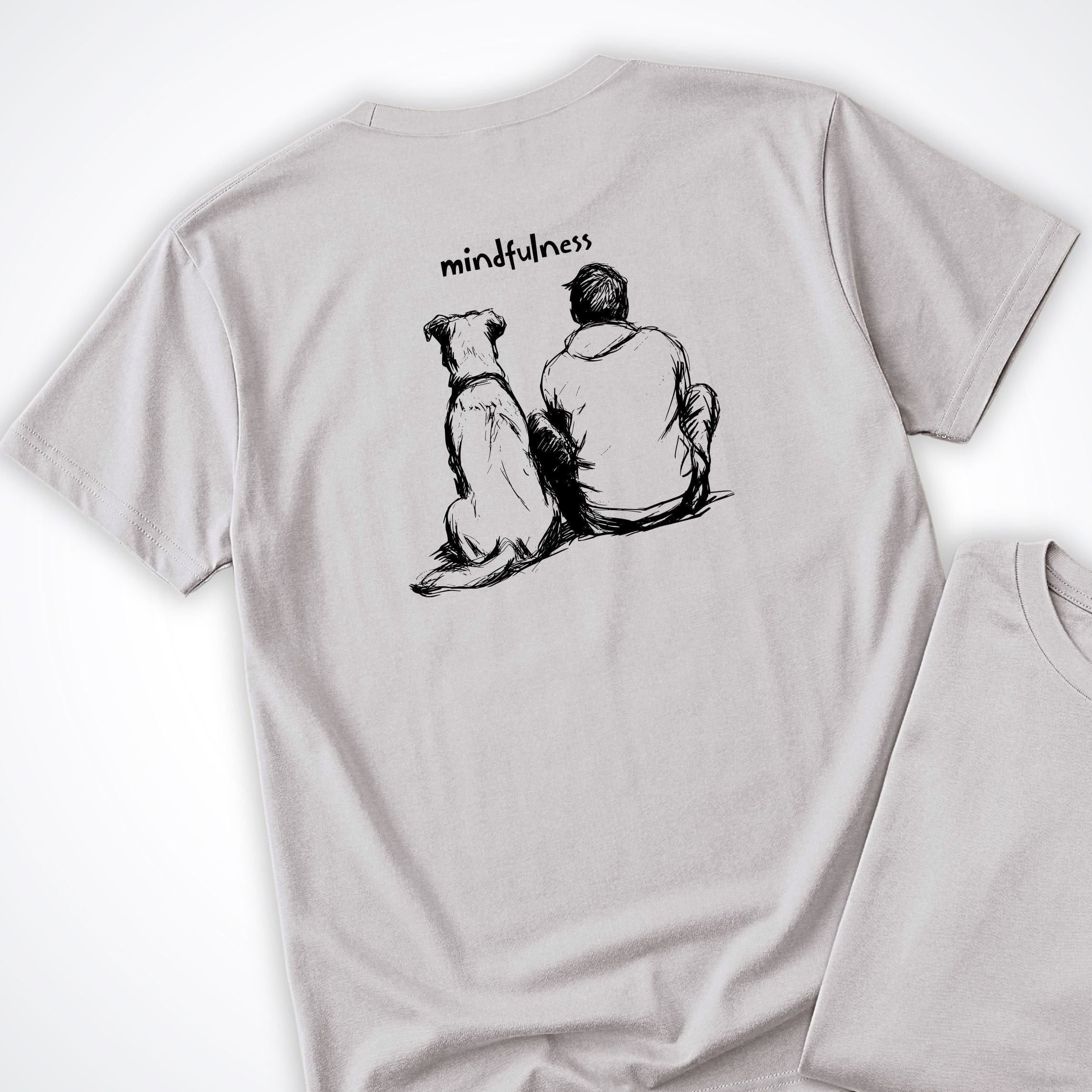 T-Shirt Ice Grey / S Mindfulness Boy with Dog Back Design T-Shirt ReallyintoDogs