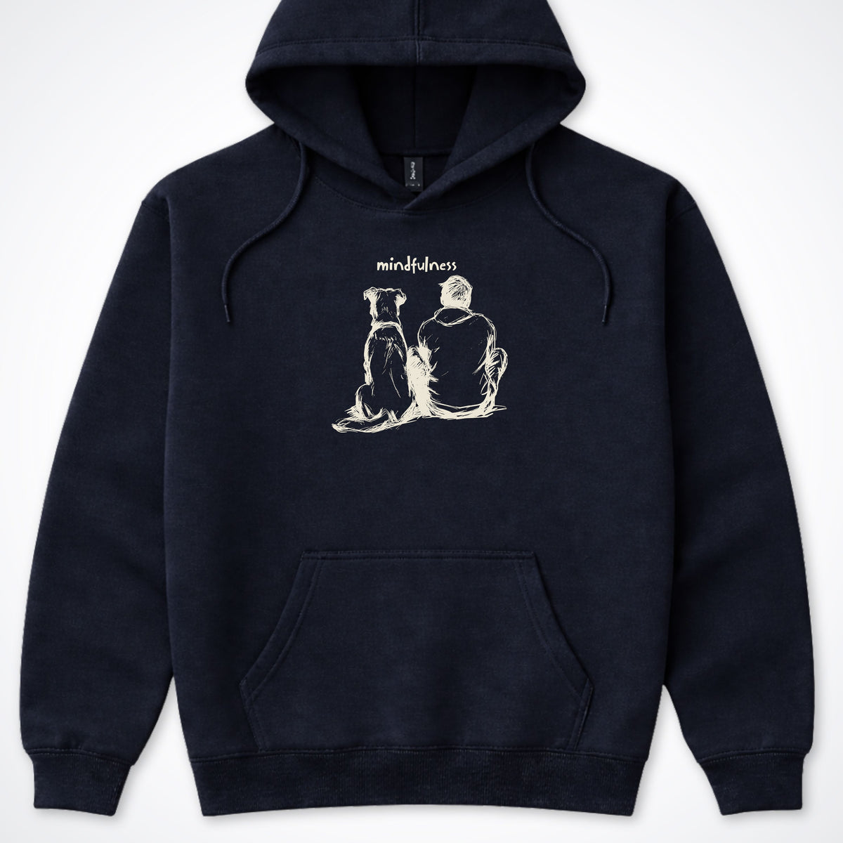 Mindfulness Boy with Dog Hooded Sweatshirt - Navy
