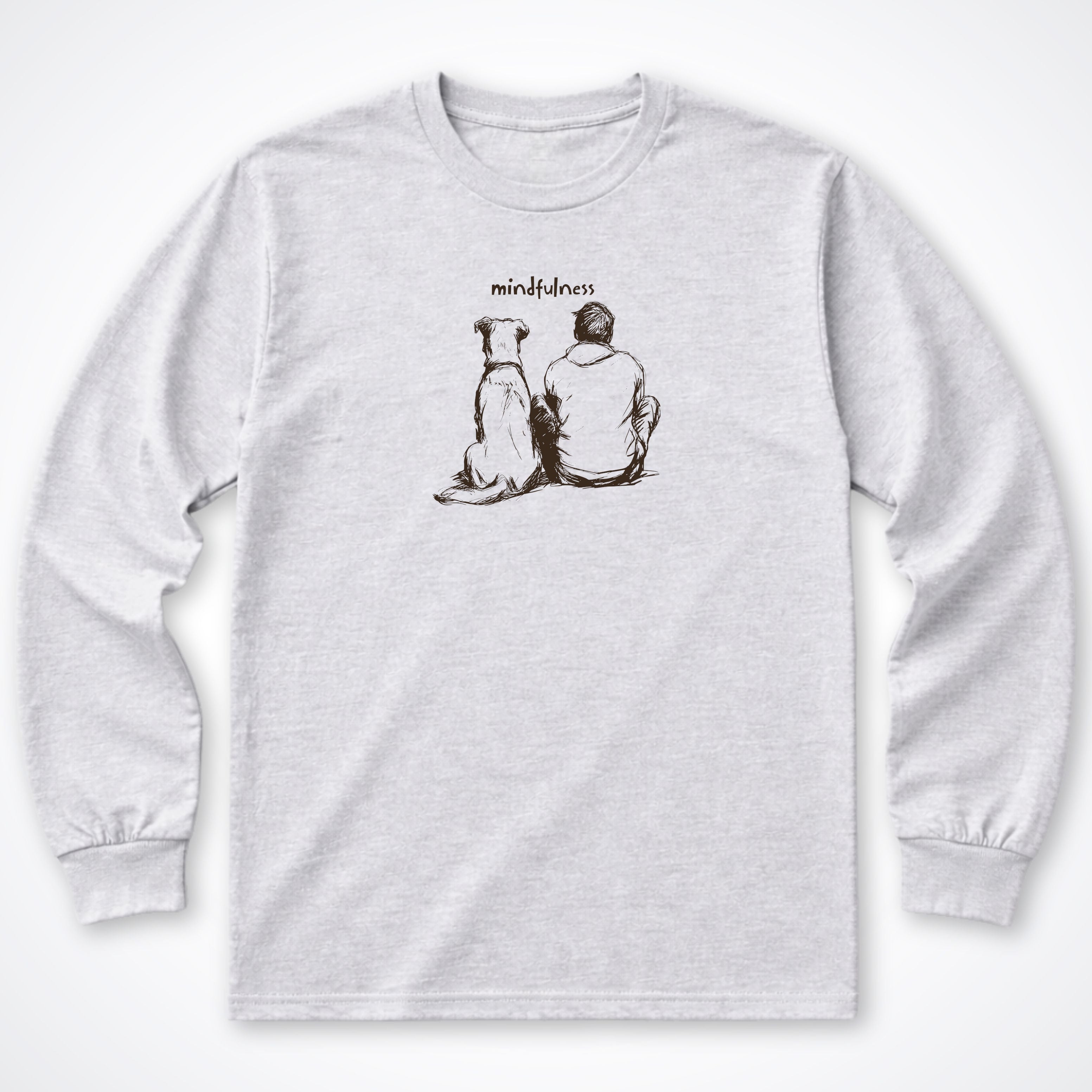 Mindfulness Boy with Dog Long Sleeve T-Shirt - Ash