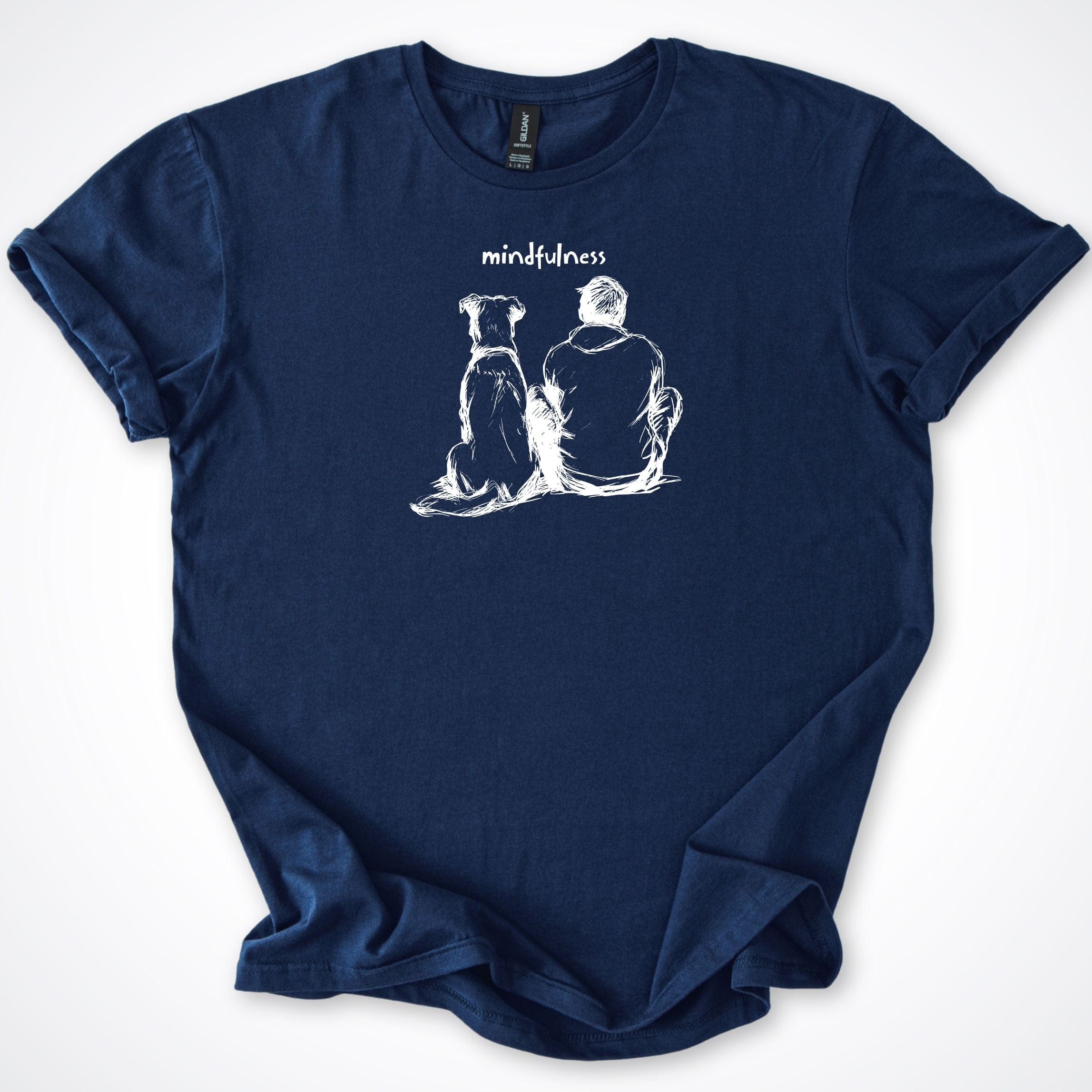 T-Shirt Navy / S Mindfulness Boy with Dog T-Shirt ReallyintoDogs