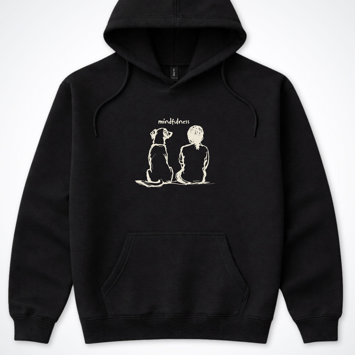 Mindfulness Girl with Dog Hooded Sweatshirt - Black
