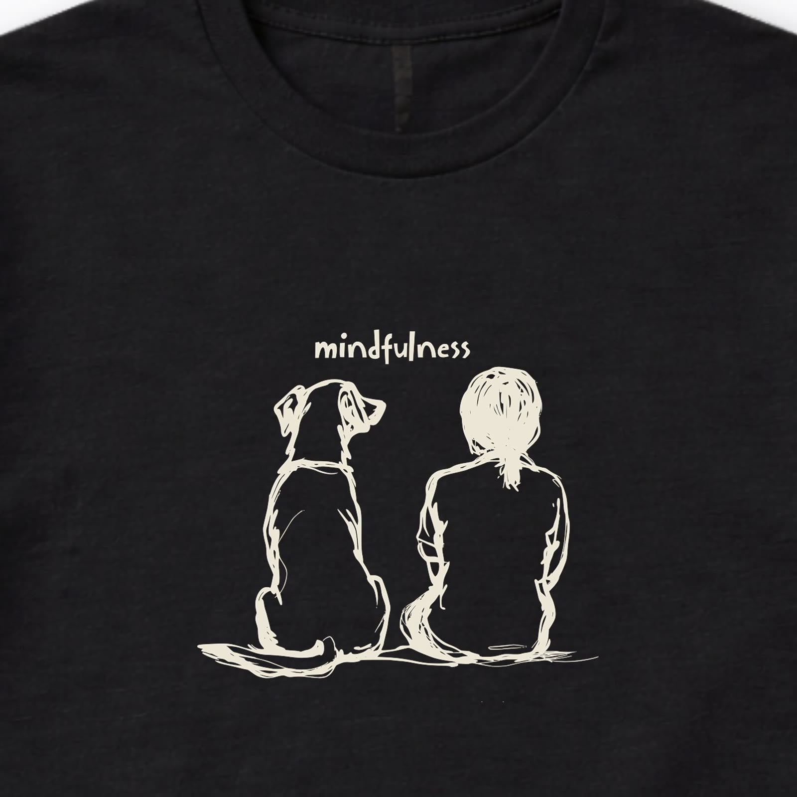 Mindfulness Girl with Dog Long Sleeve T-Shirt - design close up