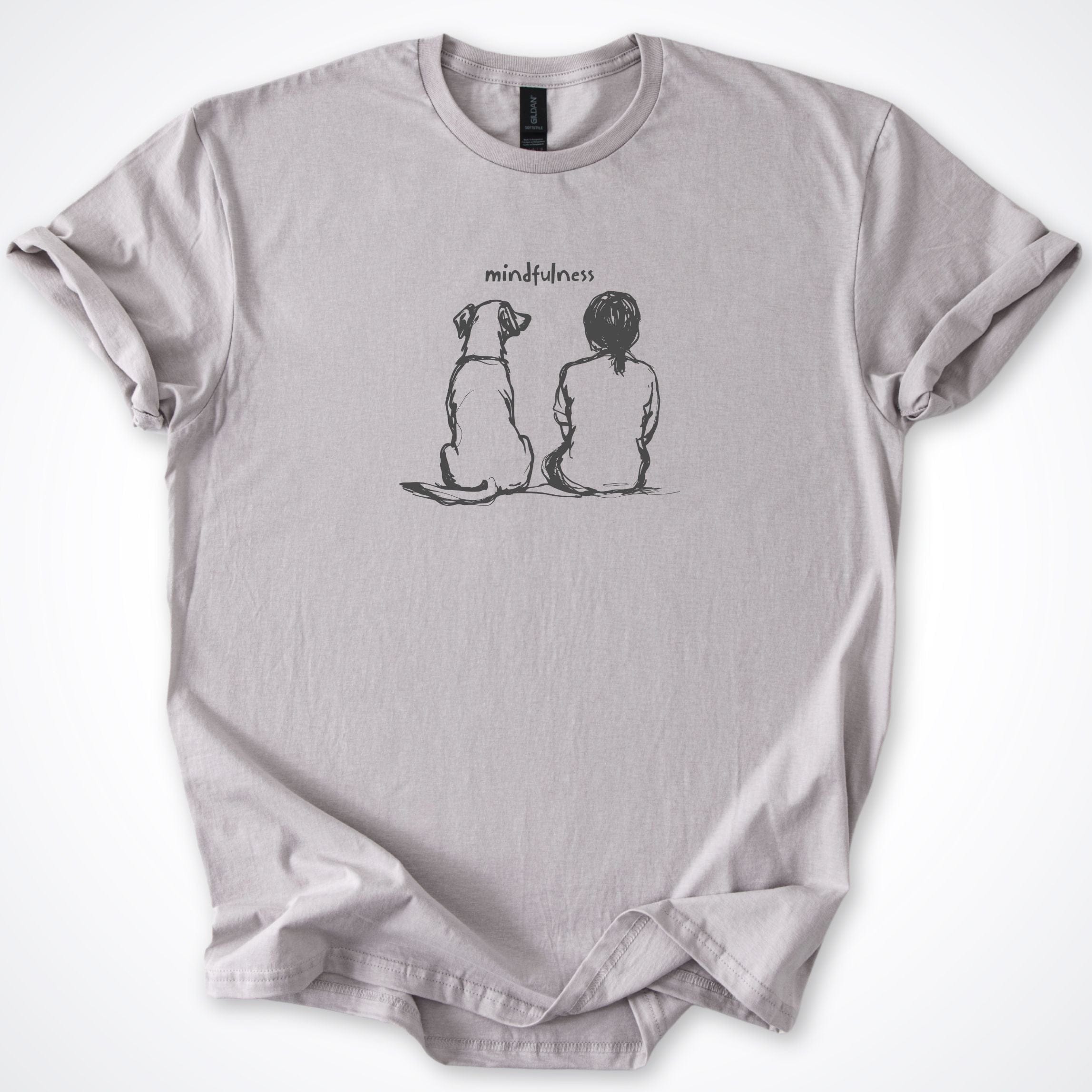 T-Shirt Ice Grey / S Mindfulness Girl with Dog T-Shirt ReallyintoDogs