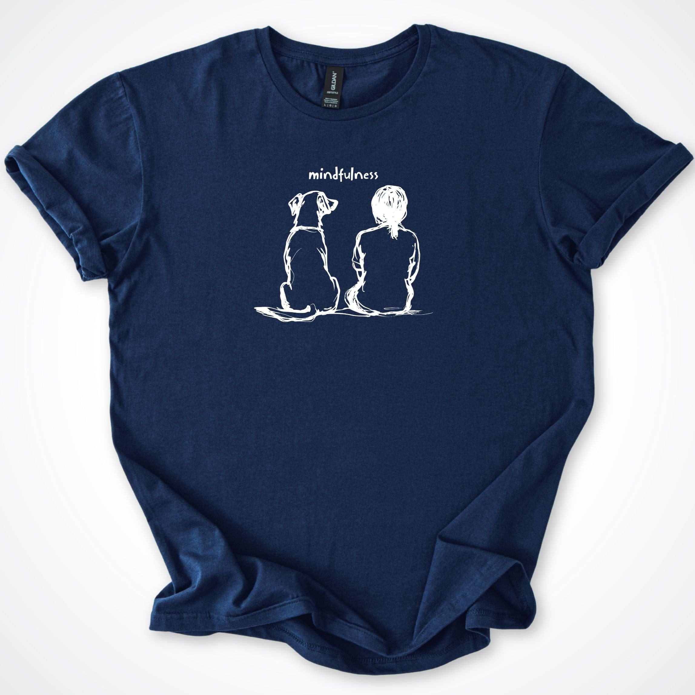 T-Shirt Navy / S Mindfulness Girl with Dog T-Shirt ReallyintoDogs