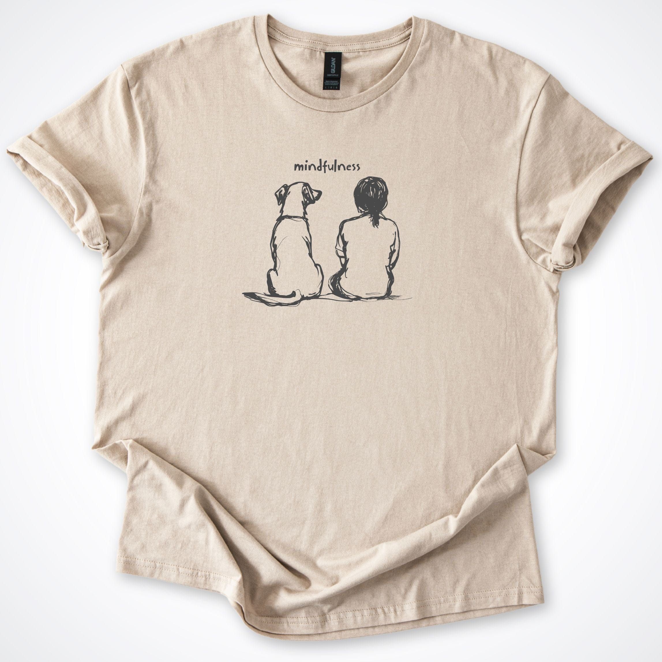 T-Shirt Sand / S Mindfulness Girl with Dog T-Shirt ReallyintoDogs
