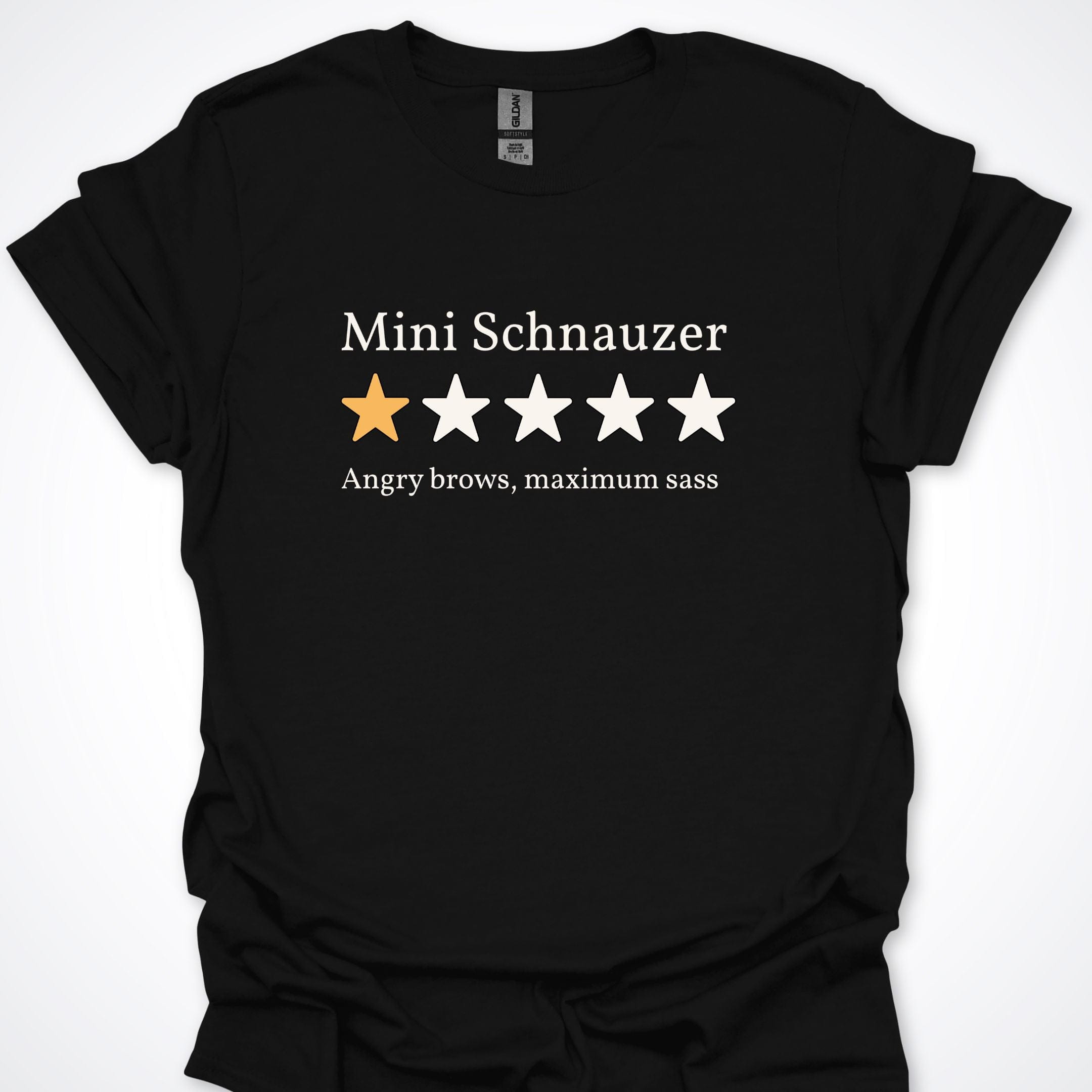 T-Shirt Black / S Mini Schnauzer One Star Review T-Shirt ReallyintoDogs
