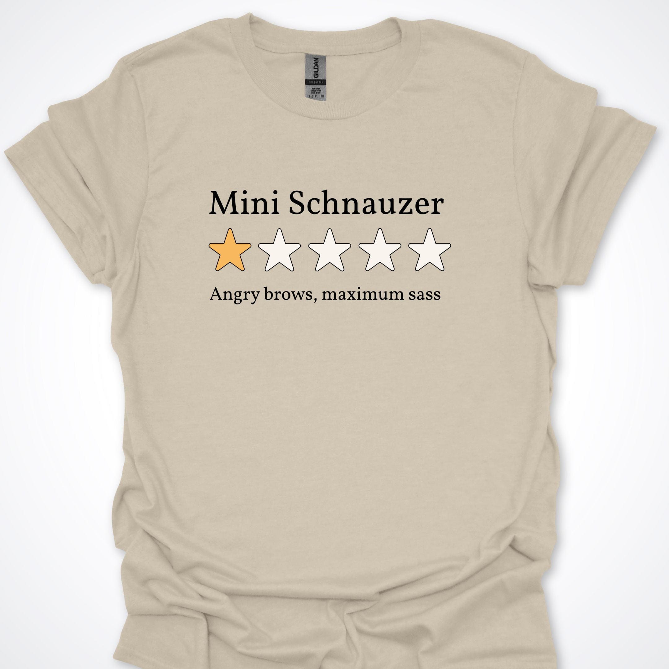 T-Shirt Natural / S Mini Schnauzer One Star Review T-Shirt ReallyintoDogs