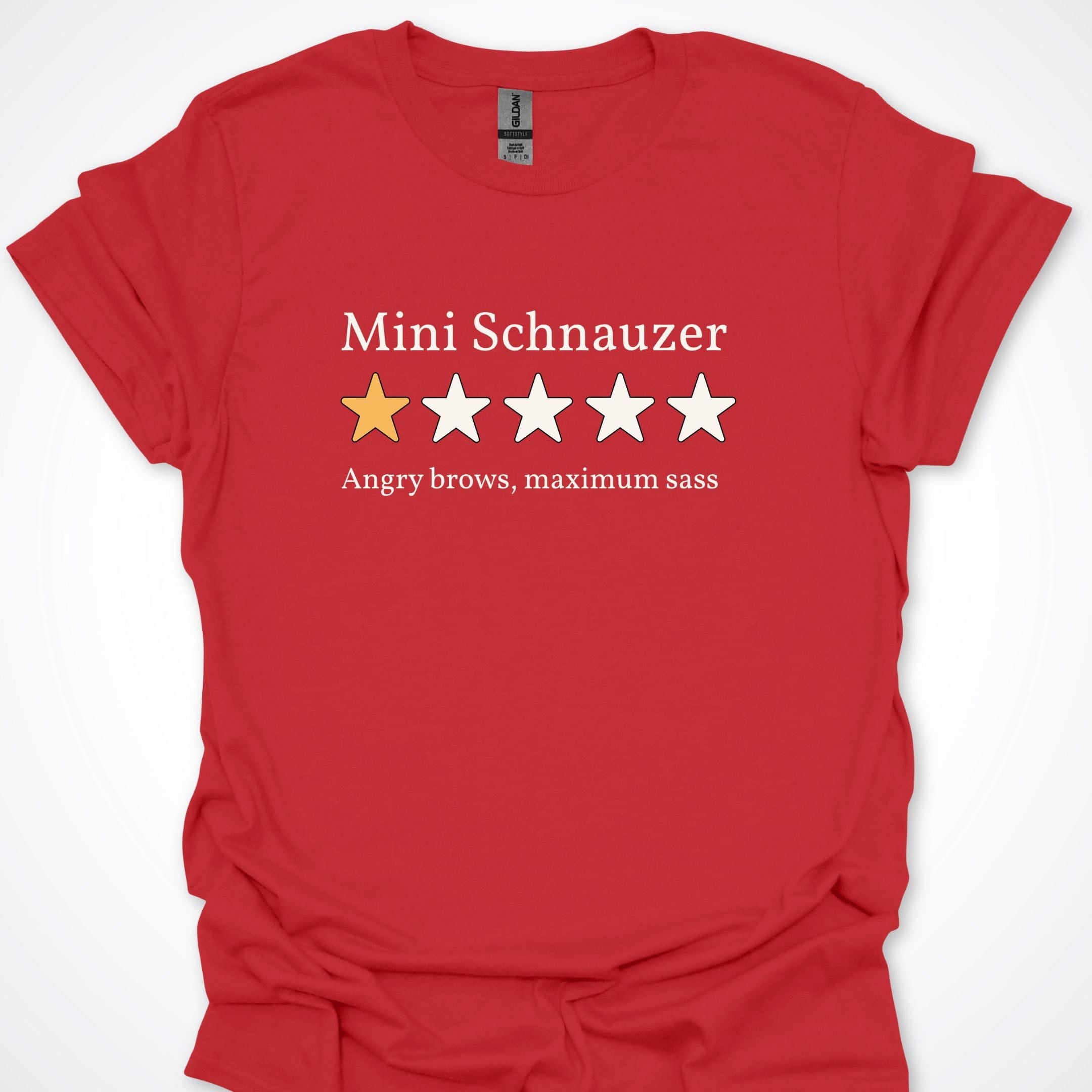 T-Shirt Red / S Mini Schnauzer One Star Review T-Shirt ReallyintoDogs