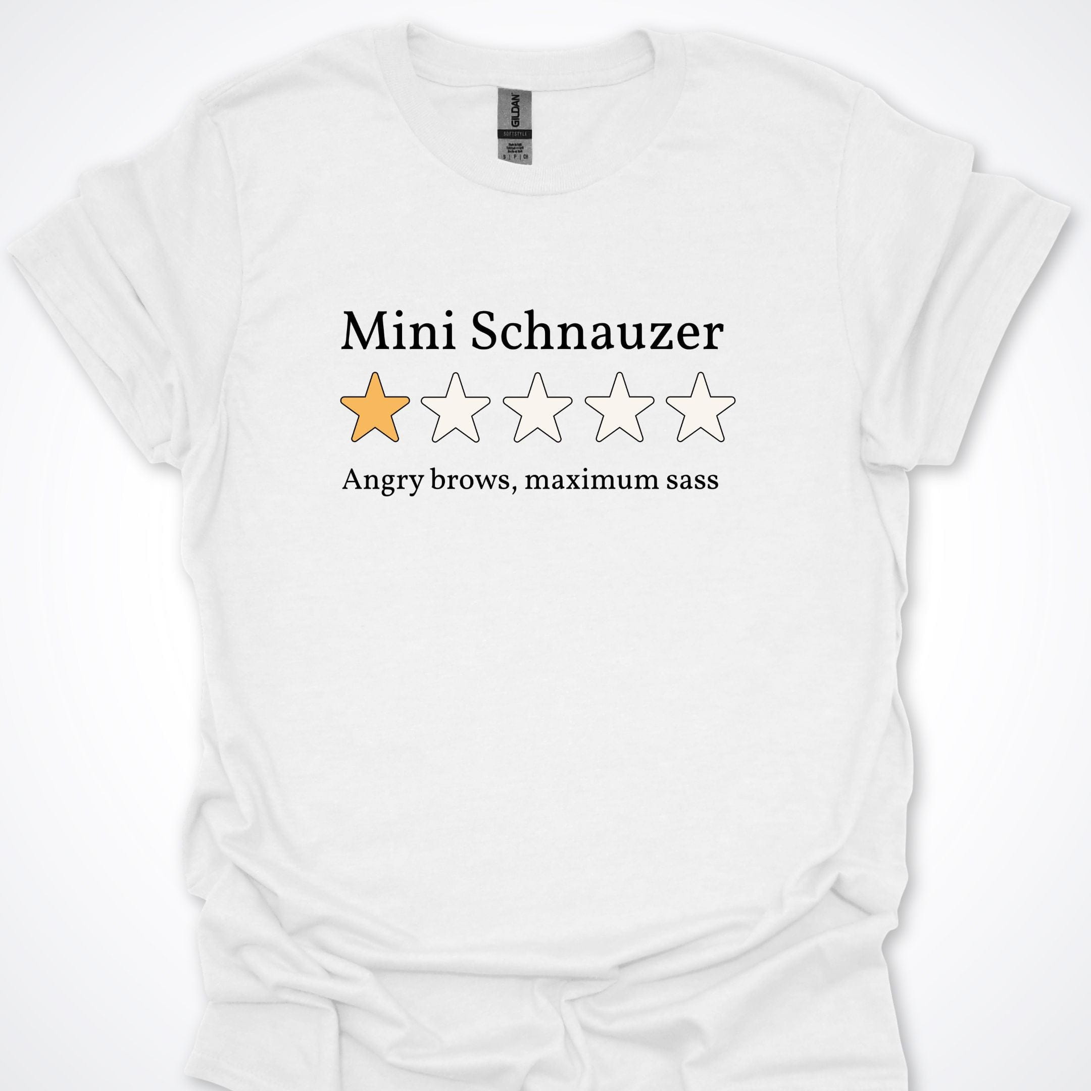 T-Shirt White / S Mini Schnauzer One Star Review T-Shirt ReallyintoDogs