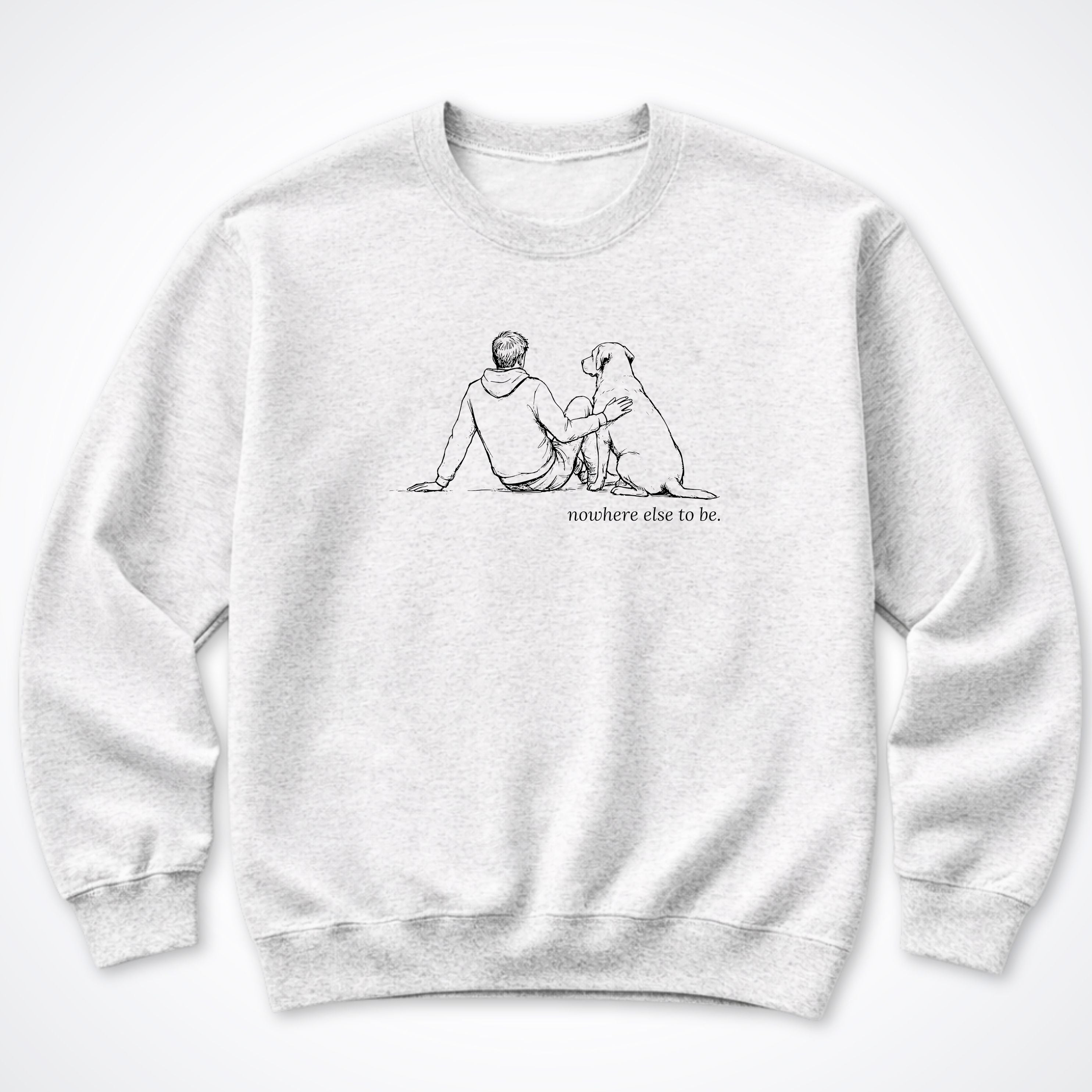 Nowhere Else To Be Man & Dog Crewneck Sweatshirt - Ash