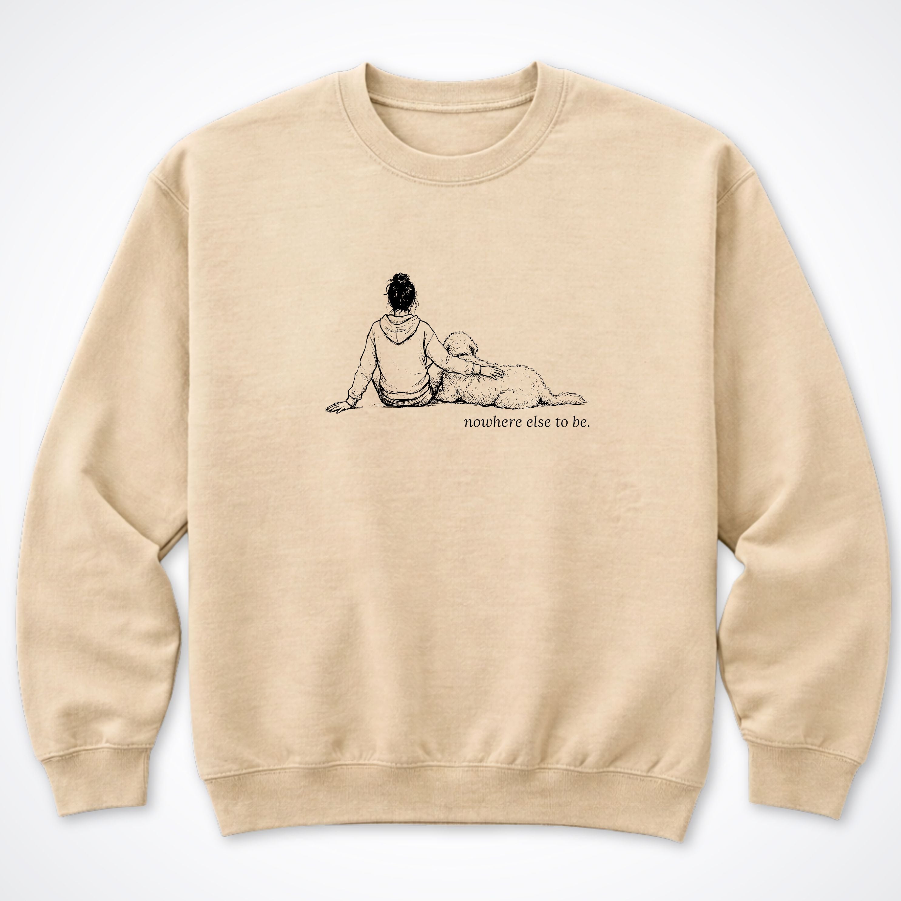 Nowhere Else To Be Woman & Dog Crewneck Sweatshirt - Sand