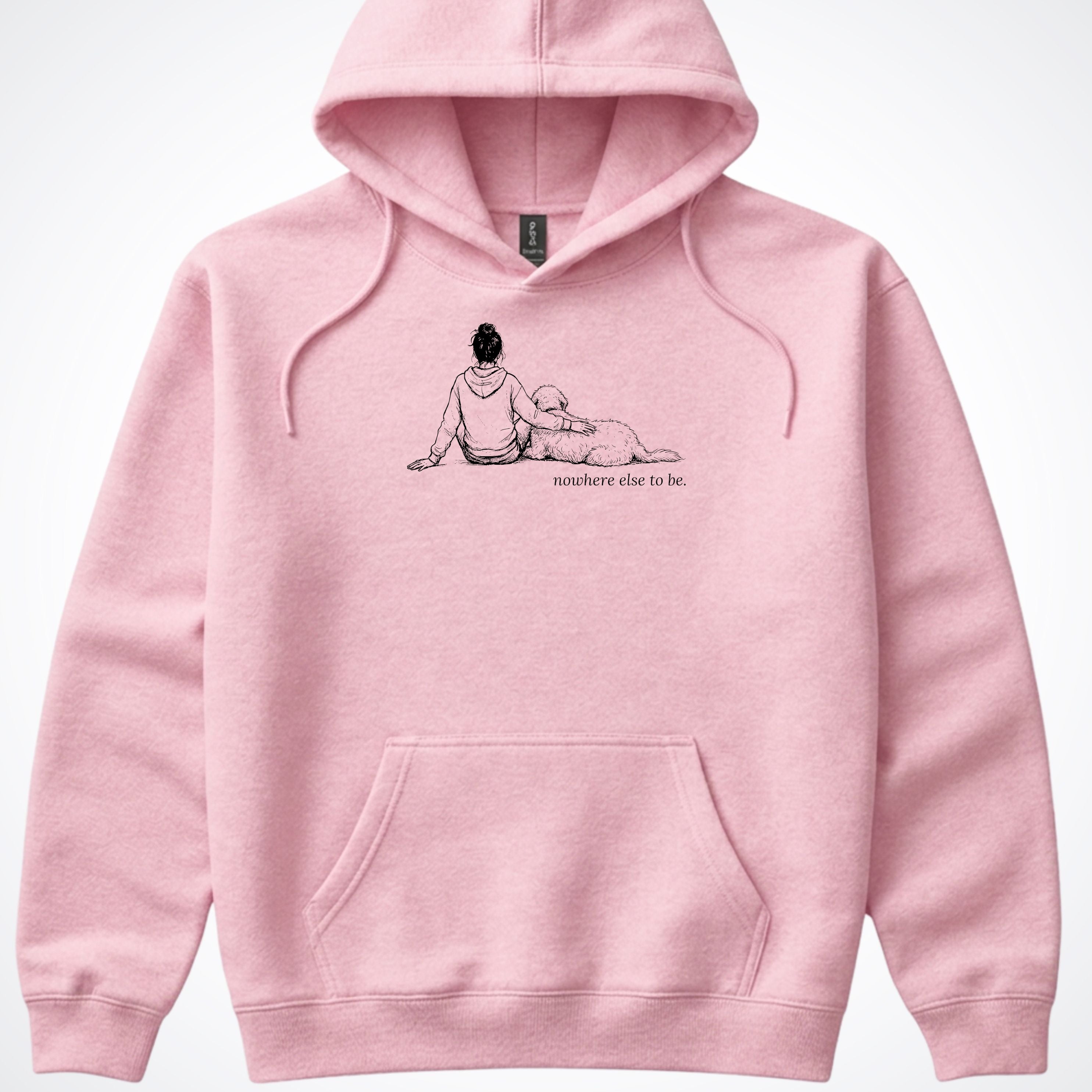 Nowhere Else To Be Woman & Dog Hooded Sweatshirt - Light Pink