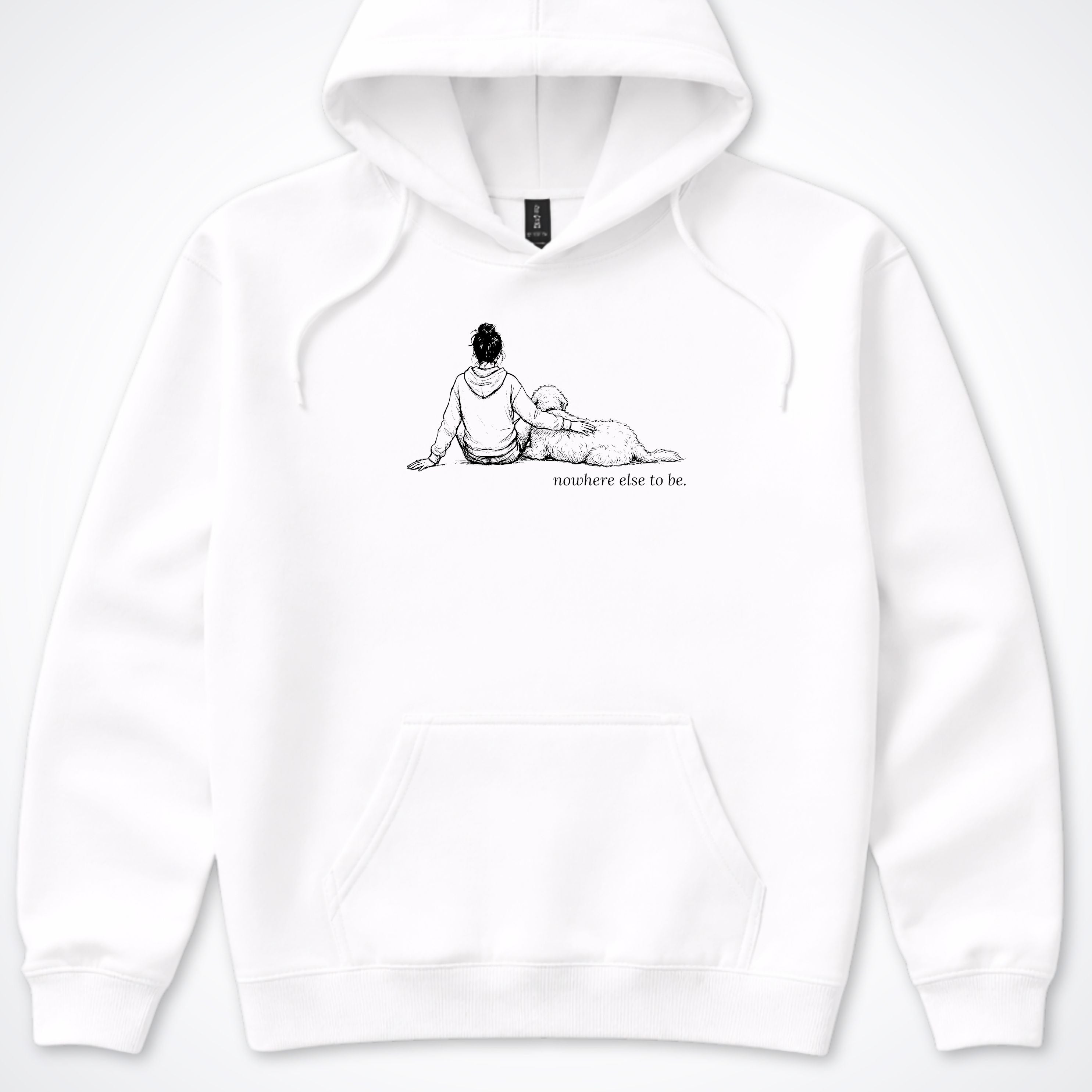 Nowhere Else To Be Woman & Dog Hooded Sweatshirt - White