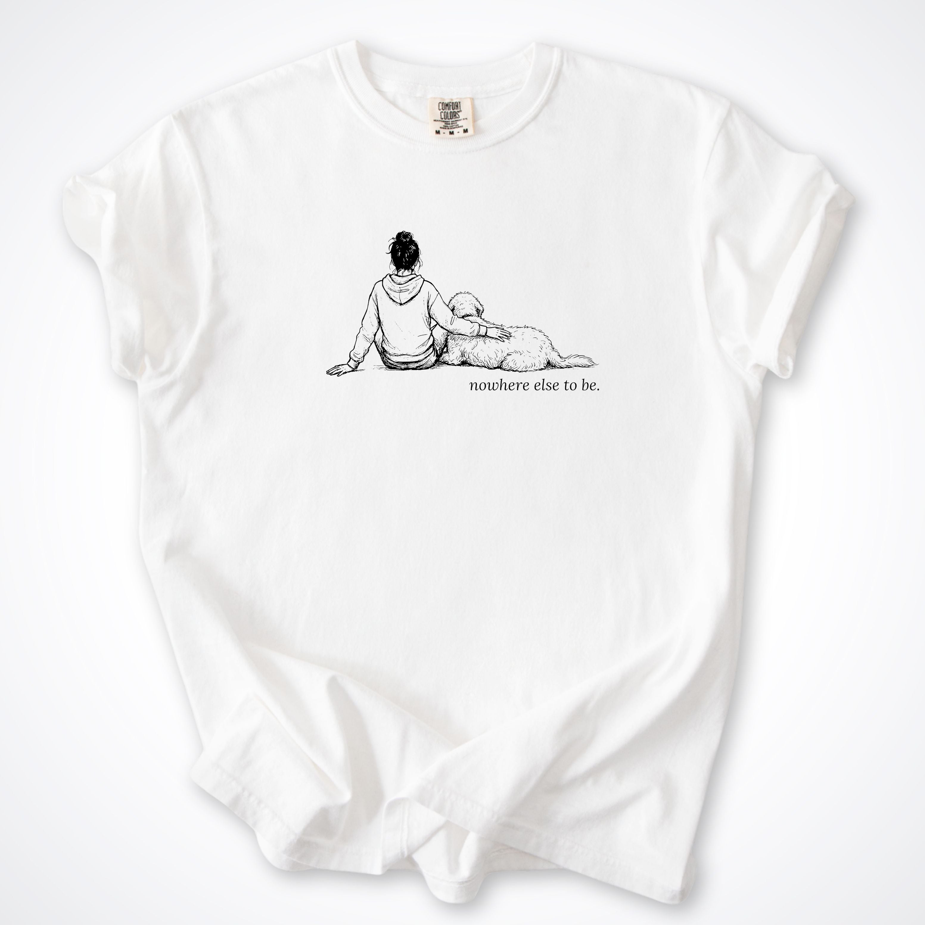 Nowhere Else To Be Woman & Dog Premium T-Shirt - White
