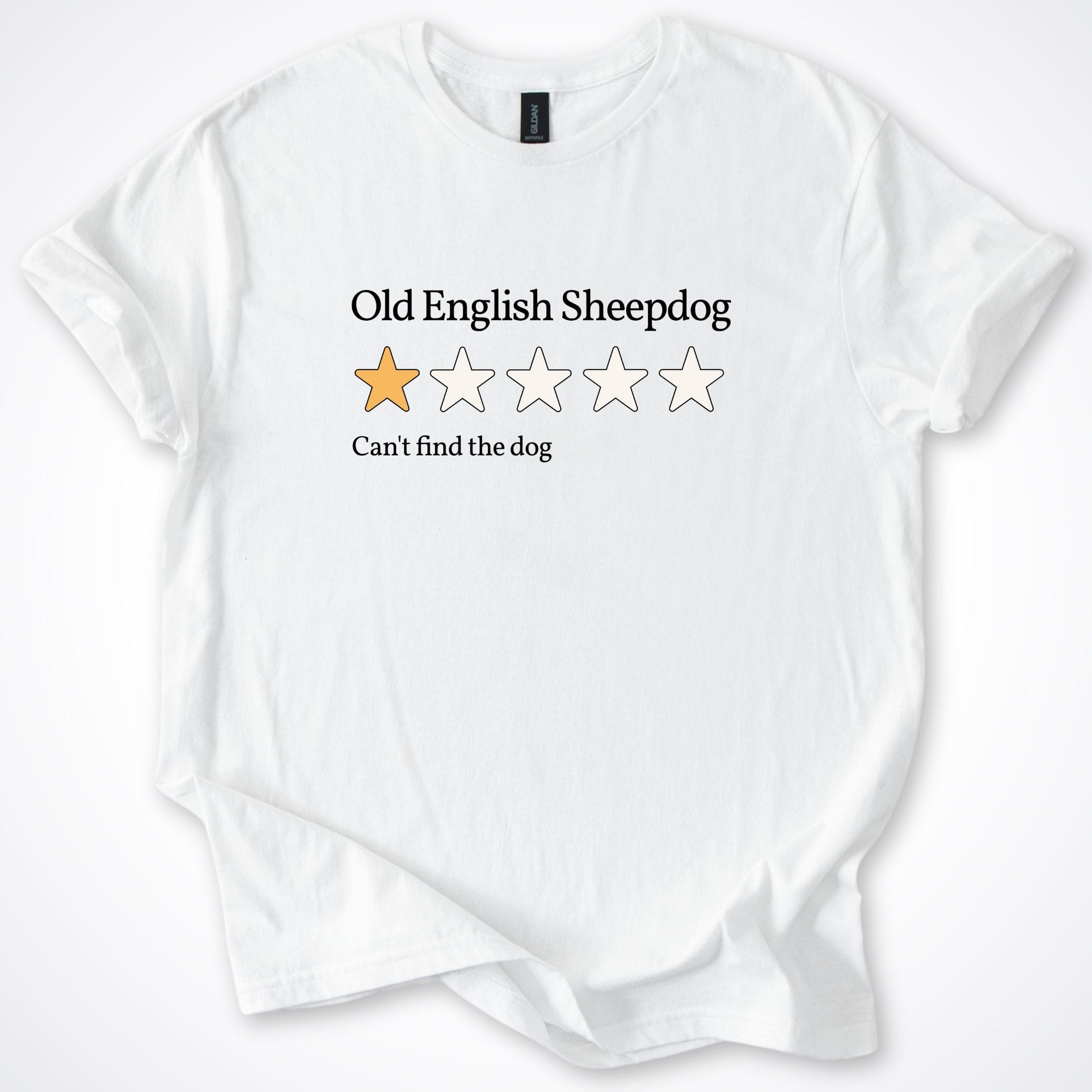 T-Shirt White / S Old English Sheepdog One Star Review T-Shirt ReallyintoDogs