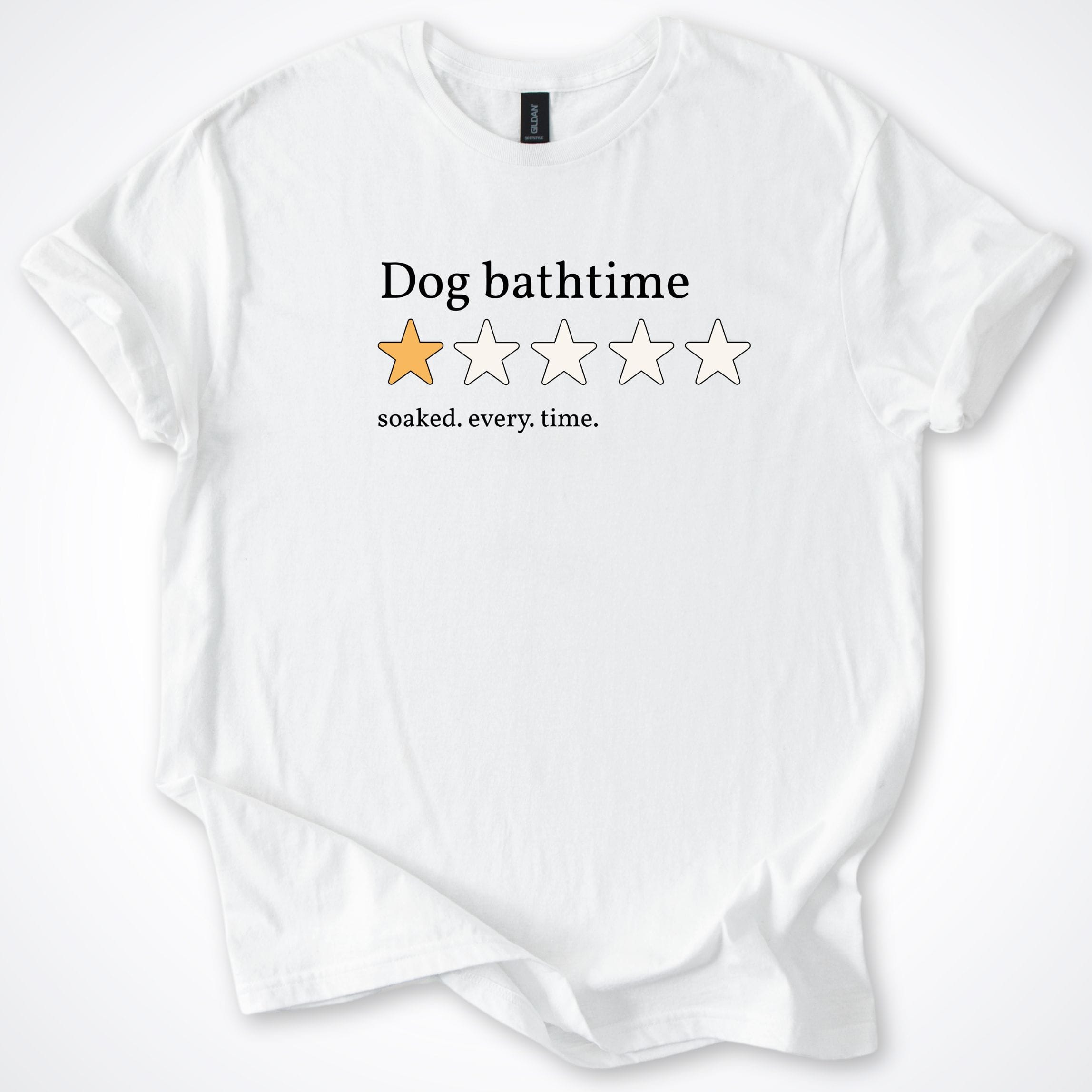 T-Shirt White / S One Star Review Dog Bathtime T-Shirt ReallyintoDogs