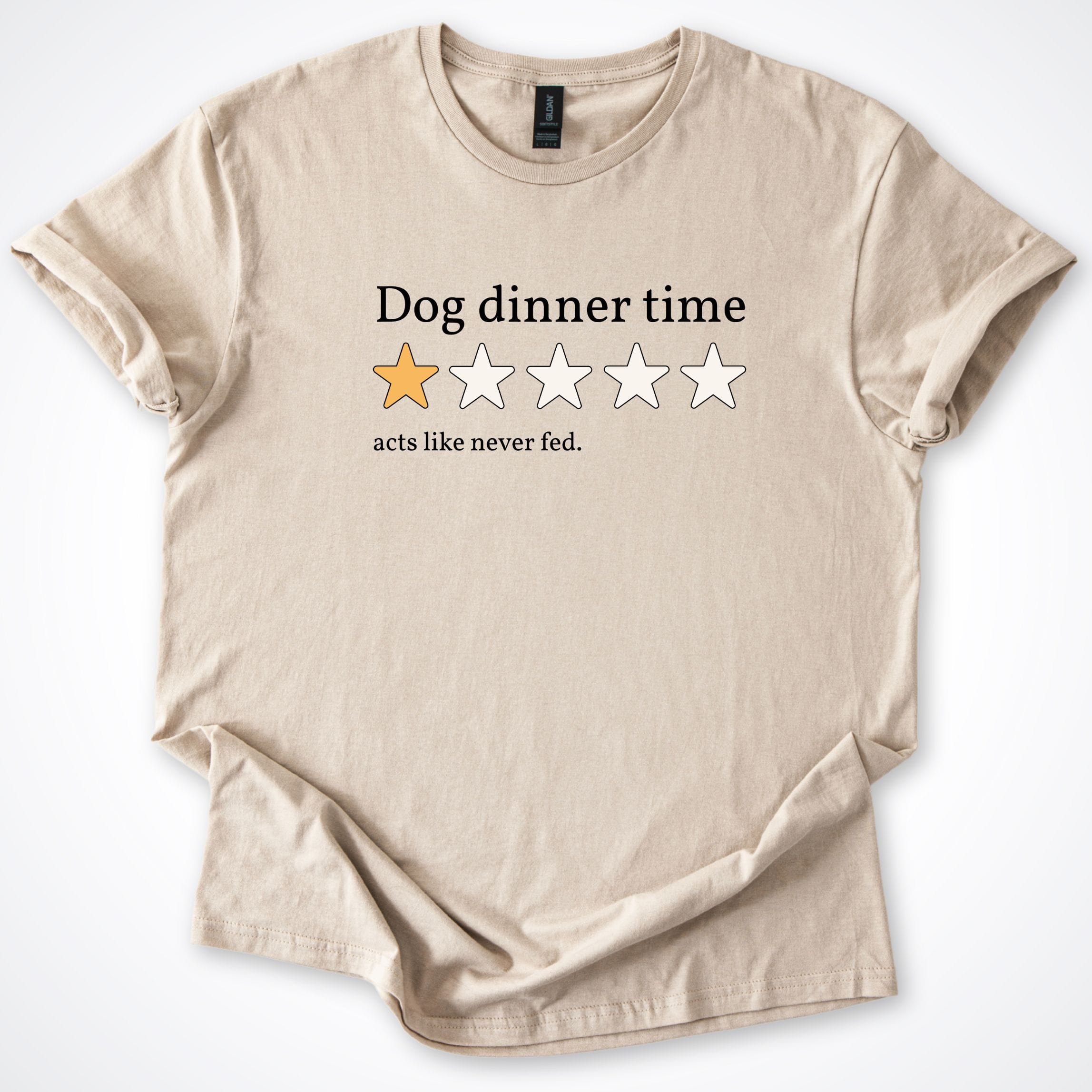 T-Shirt Sand / S One Star Review Dog Dinner Time T-Shirt ReallyintoDogs