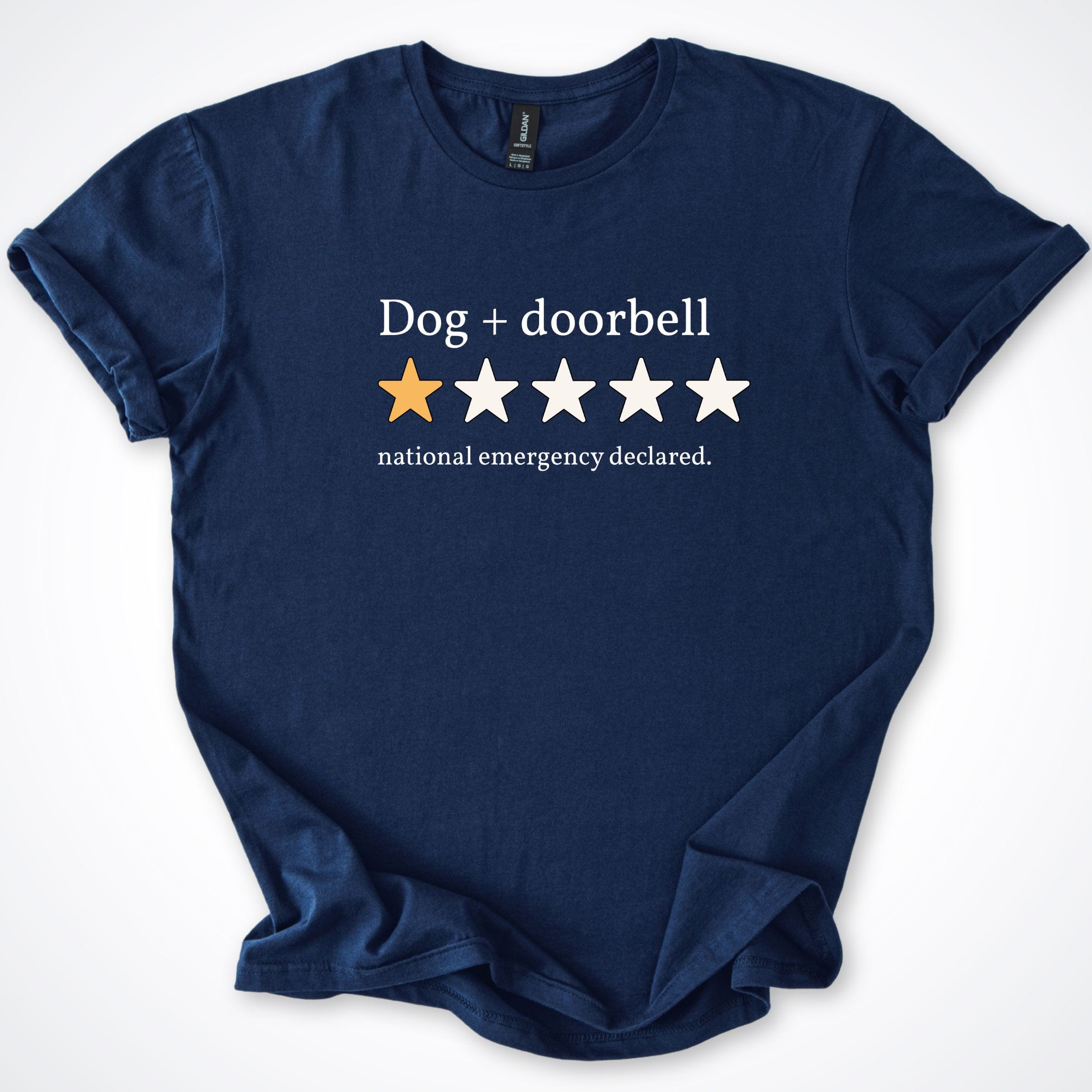 T-Shirt Navy / S One Star Review Dog + Doorbell T-Shirt ReallyintoDogs