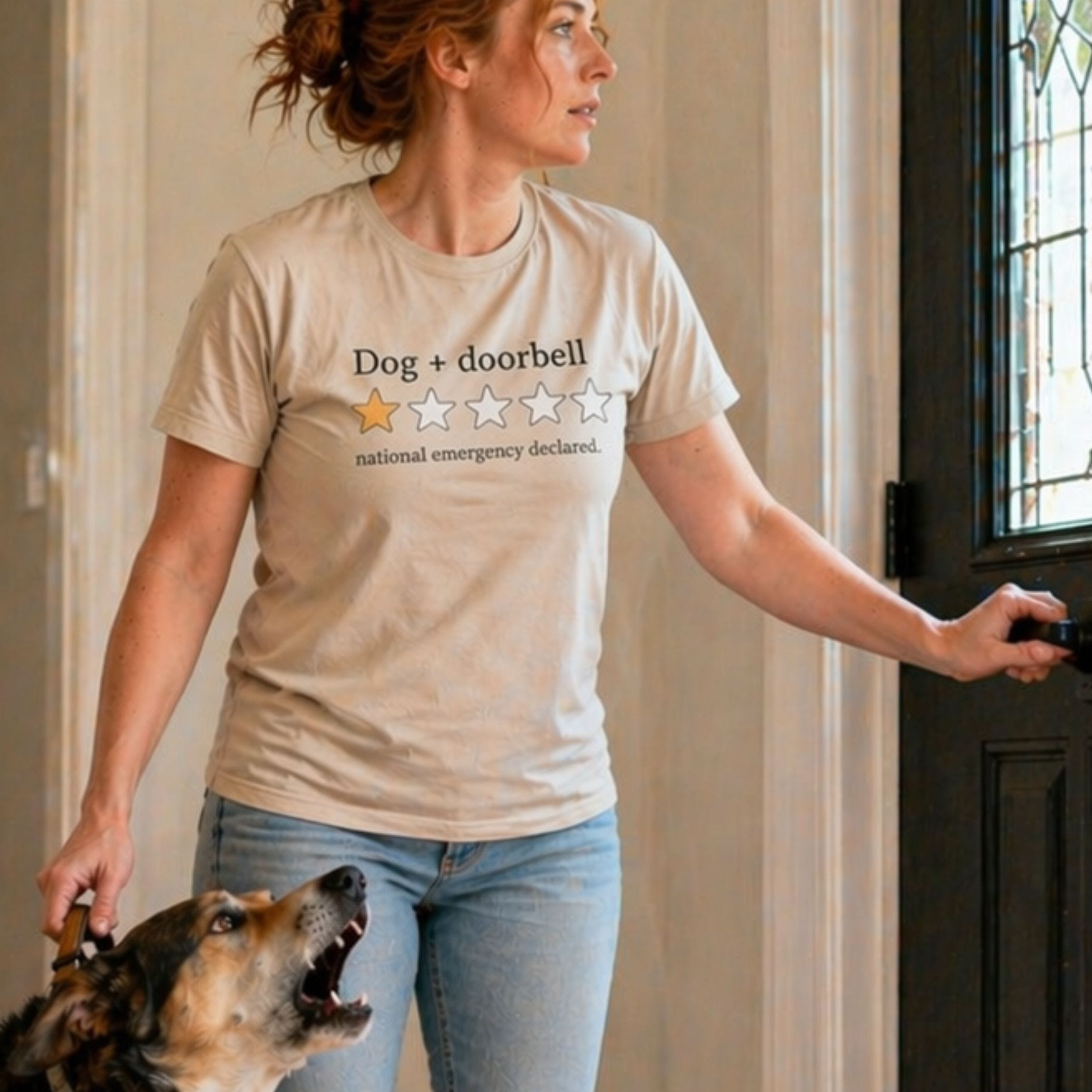 T-Shirt One Star Review Dog + Doorbell T-Shirt ReallyintoDogs