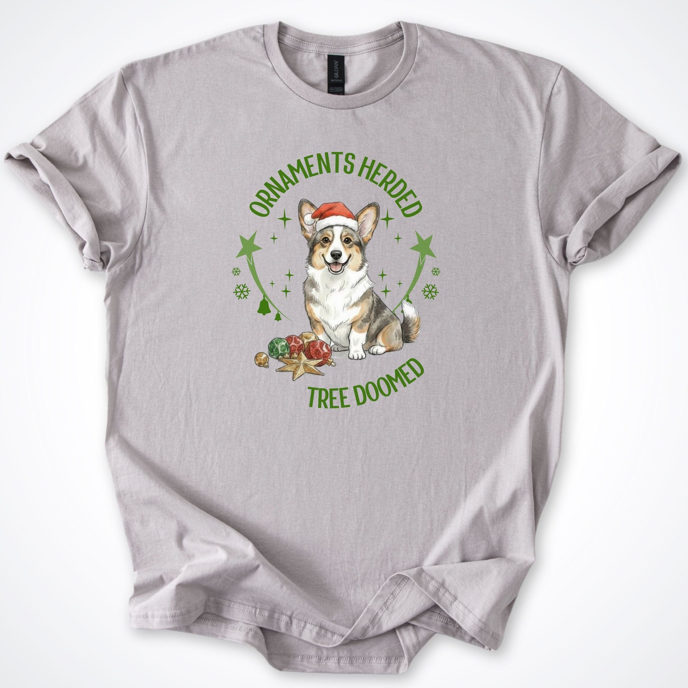 T-Shirt Ice Grey / S Ornaments Herded Cardigan Corgi Christmas T-Shirt ReallyintoDogs