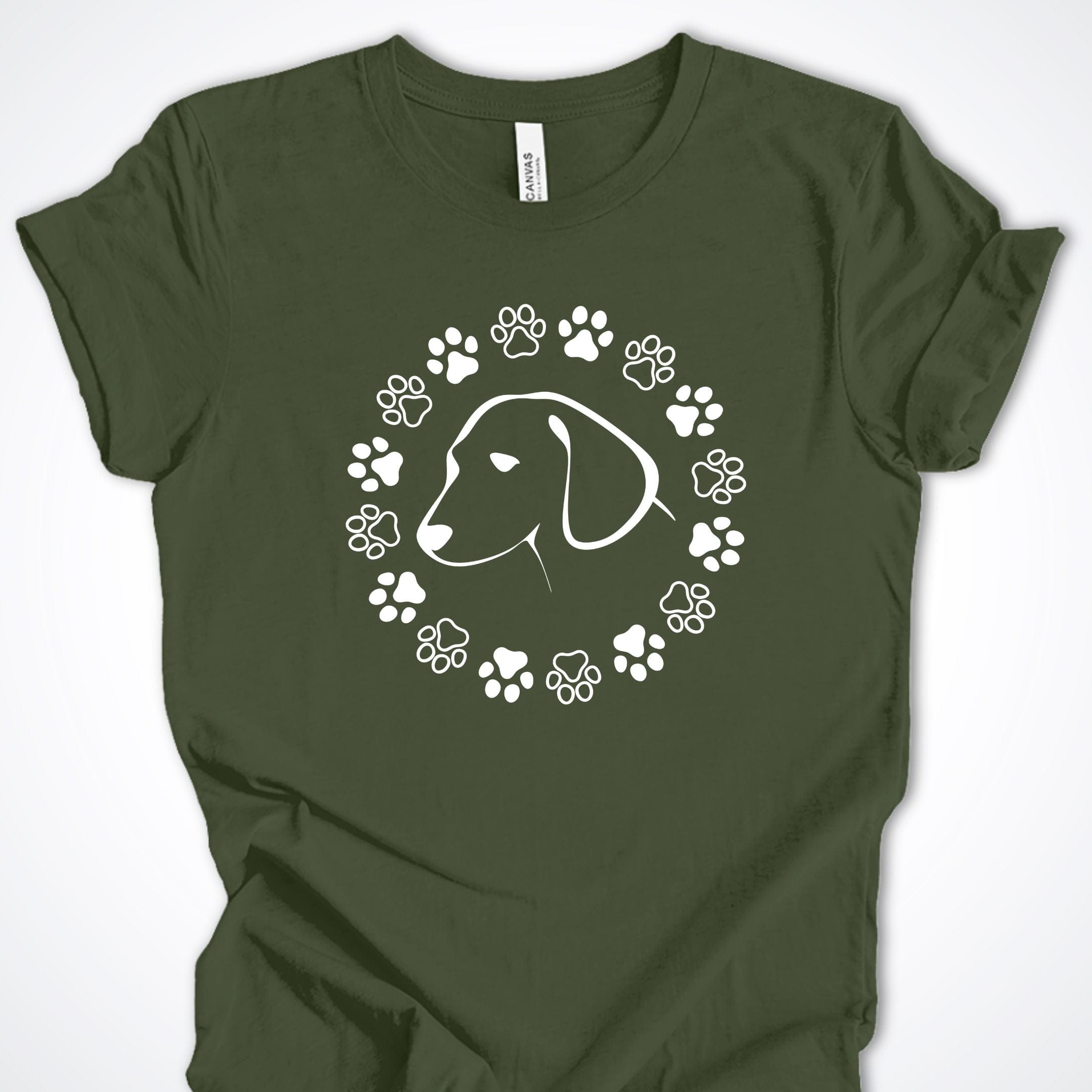 T-Shirt Military Green / S Paw Circle Premium Unisex T-Shirt ReallyintoDogs
