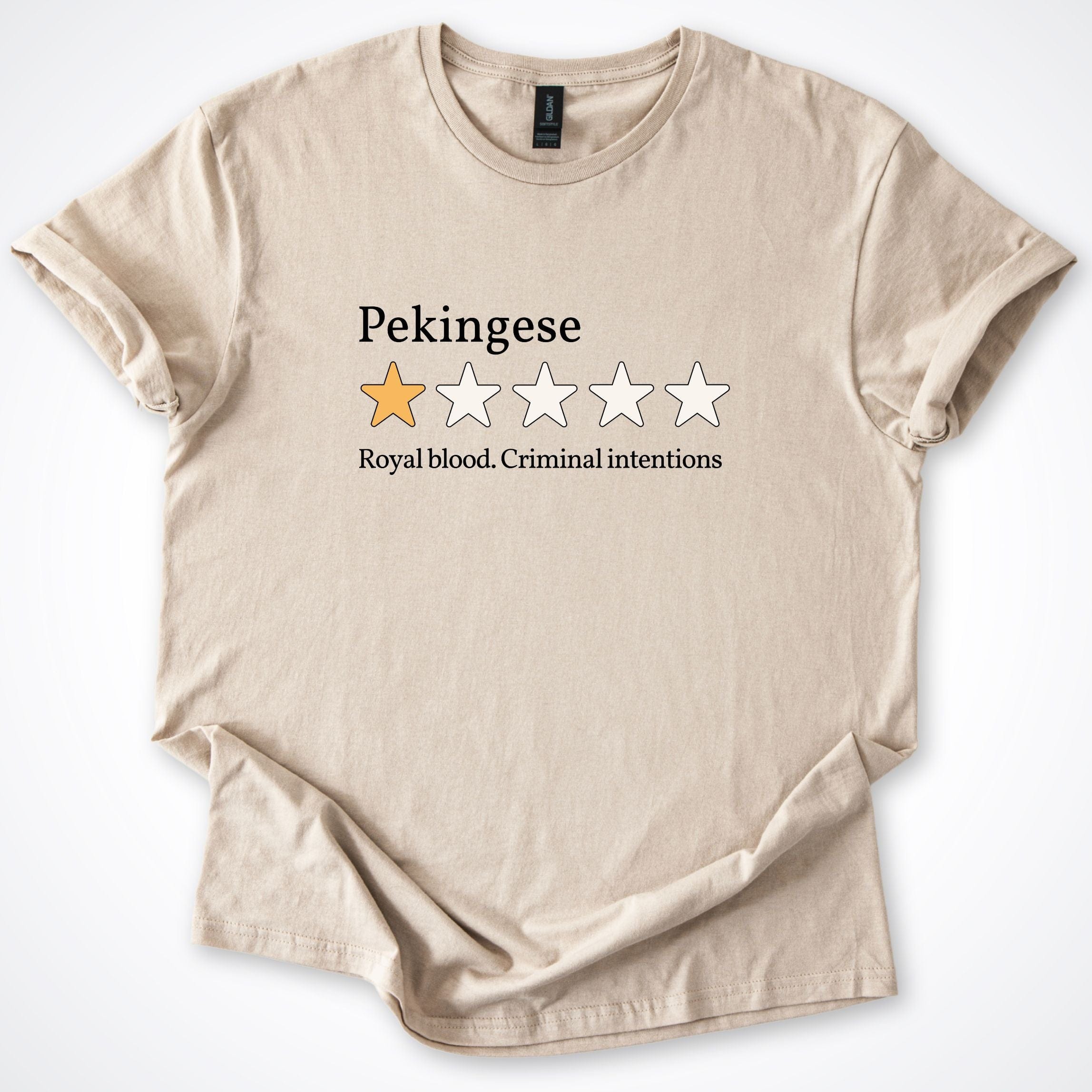 T-Shirt Sand / S Pekingese One Star Review T-Shirt ReallyintoDogs