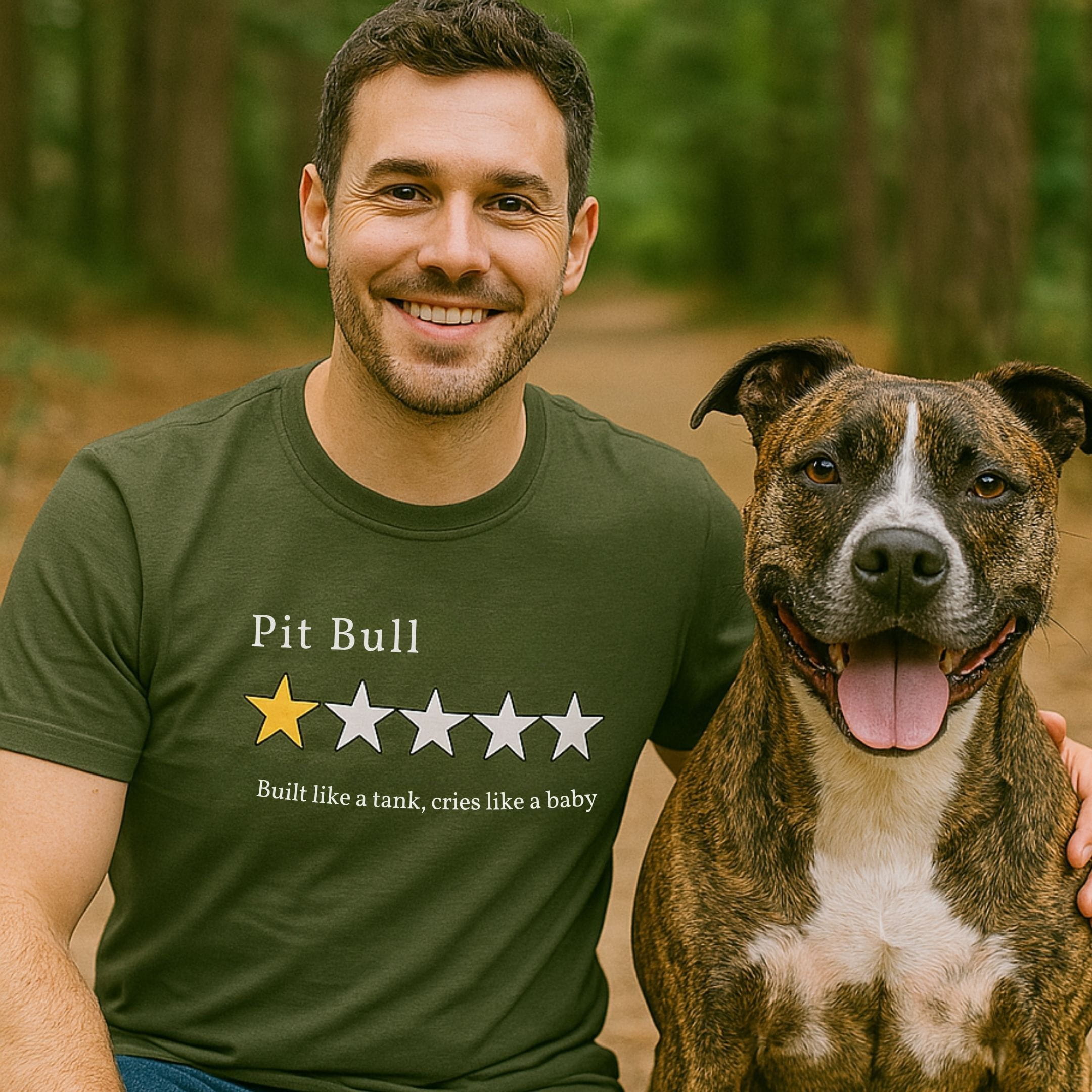 T-Shirt Pit Bull One Star Review T-Shirt ReallyintoDogs