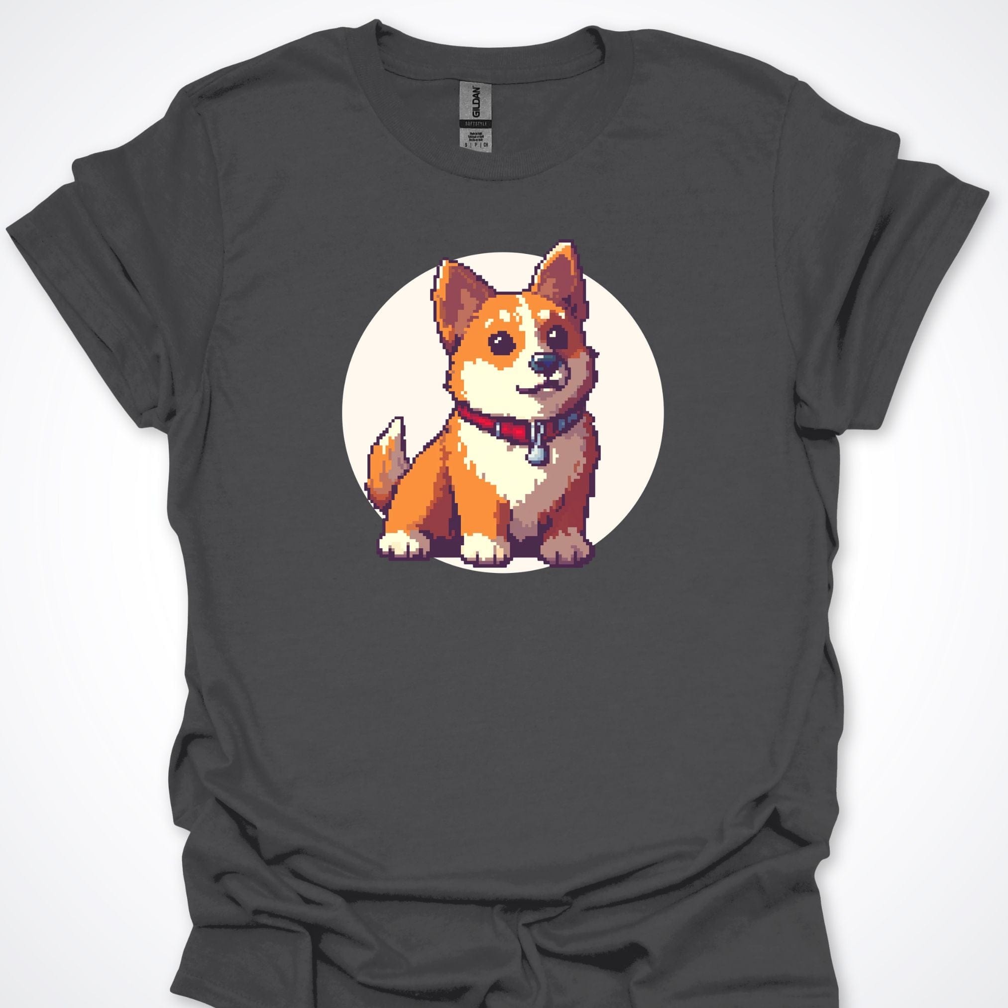 T-Shirt Charcoal / S Pixel Town Corgie Premium Unisex T-Shirt ReallyintoDogs